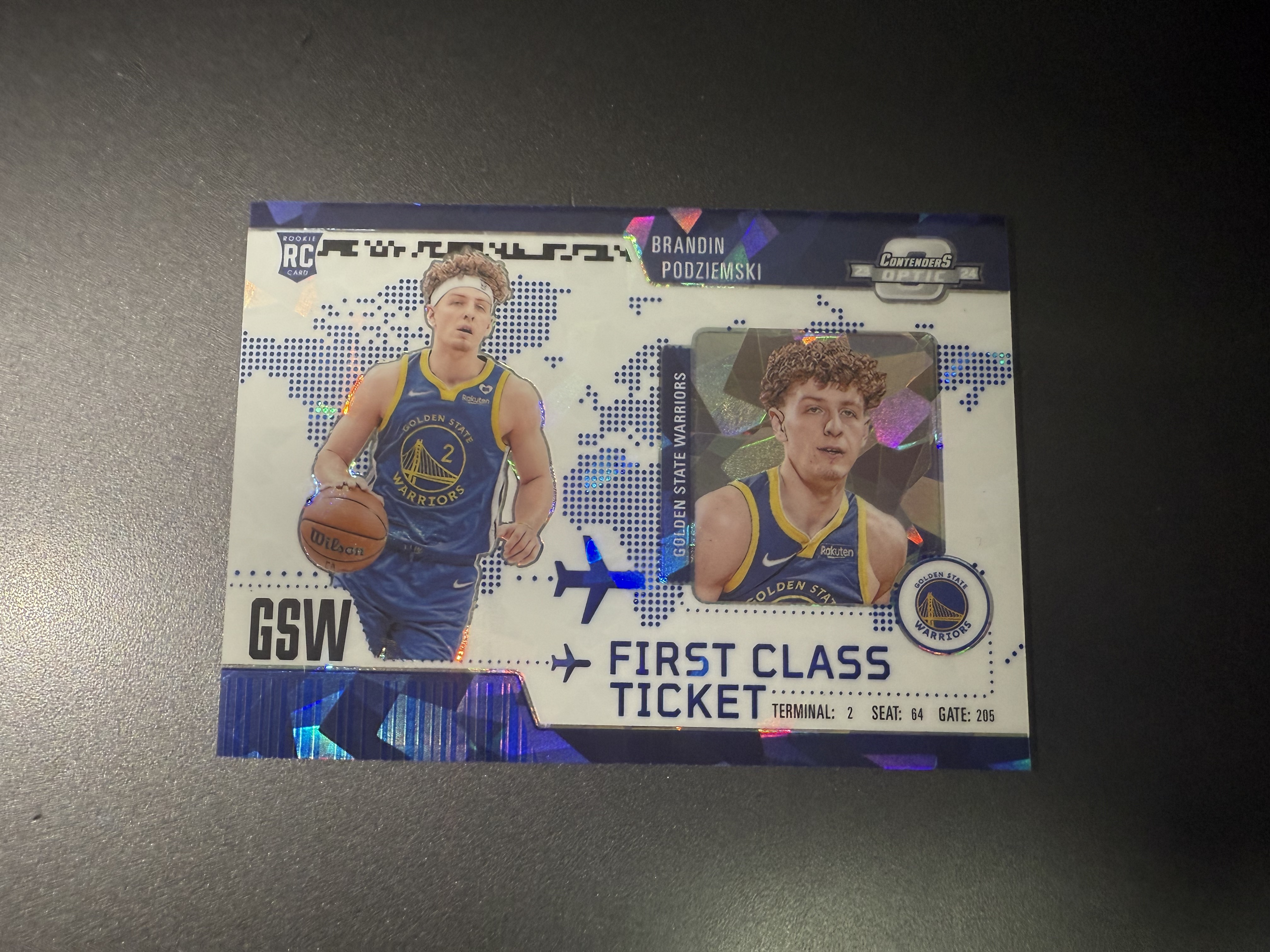 2023-24 Panini Optic Brandin Podziemski RC 布兰丁 波杰姆斯基 新秀 勇士队 蓝碎冰折 75编 0