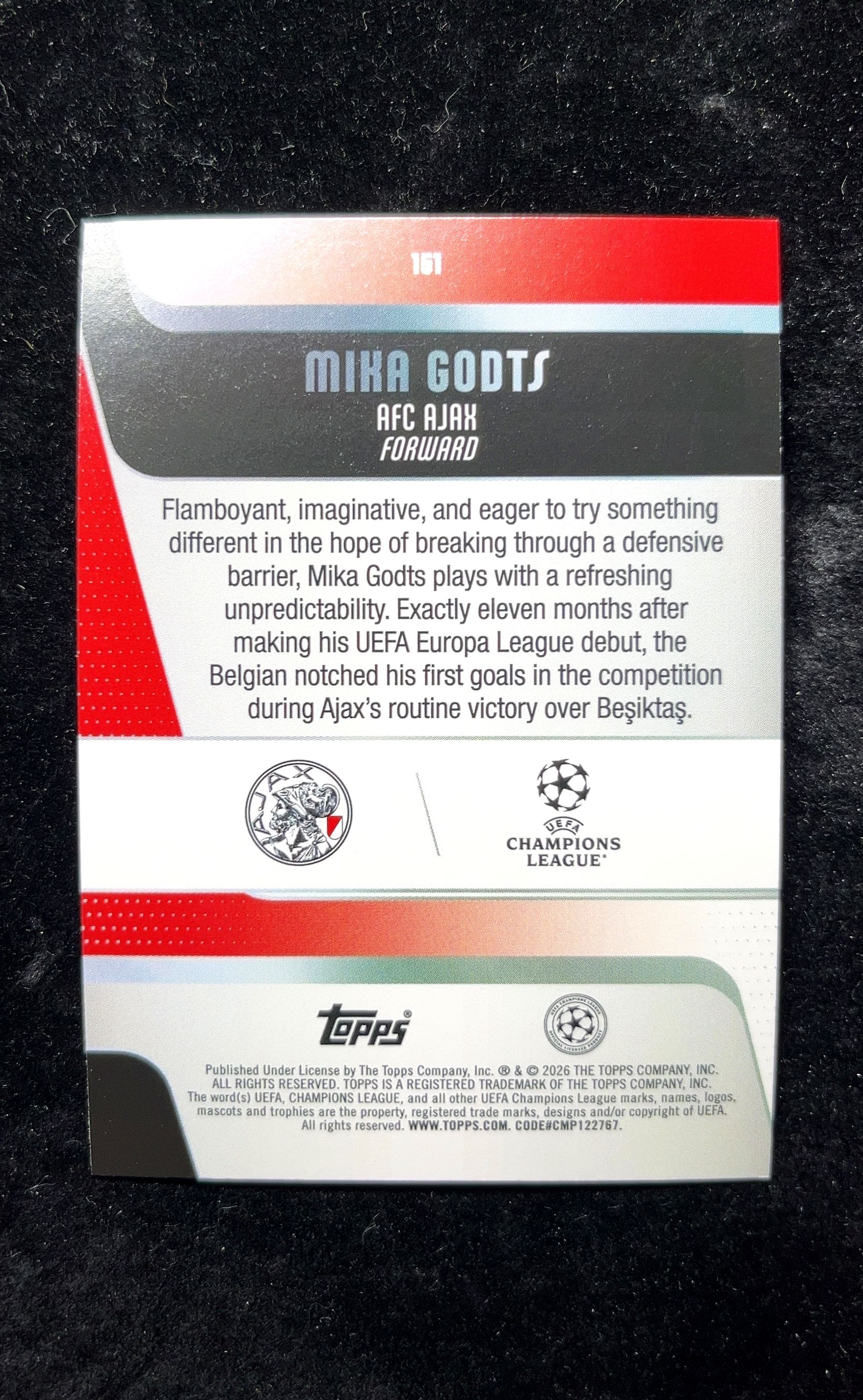 【小白1%代卖】2026 Topps FWD Mika Godts 米卡·戈茨 银圈圈折 折射 卡品如图 高价值 #161 AFC Ajax 阿贾克斯 0626