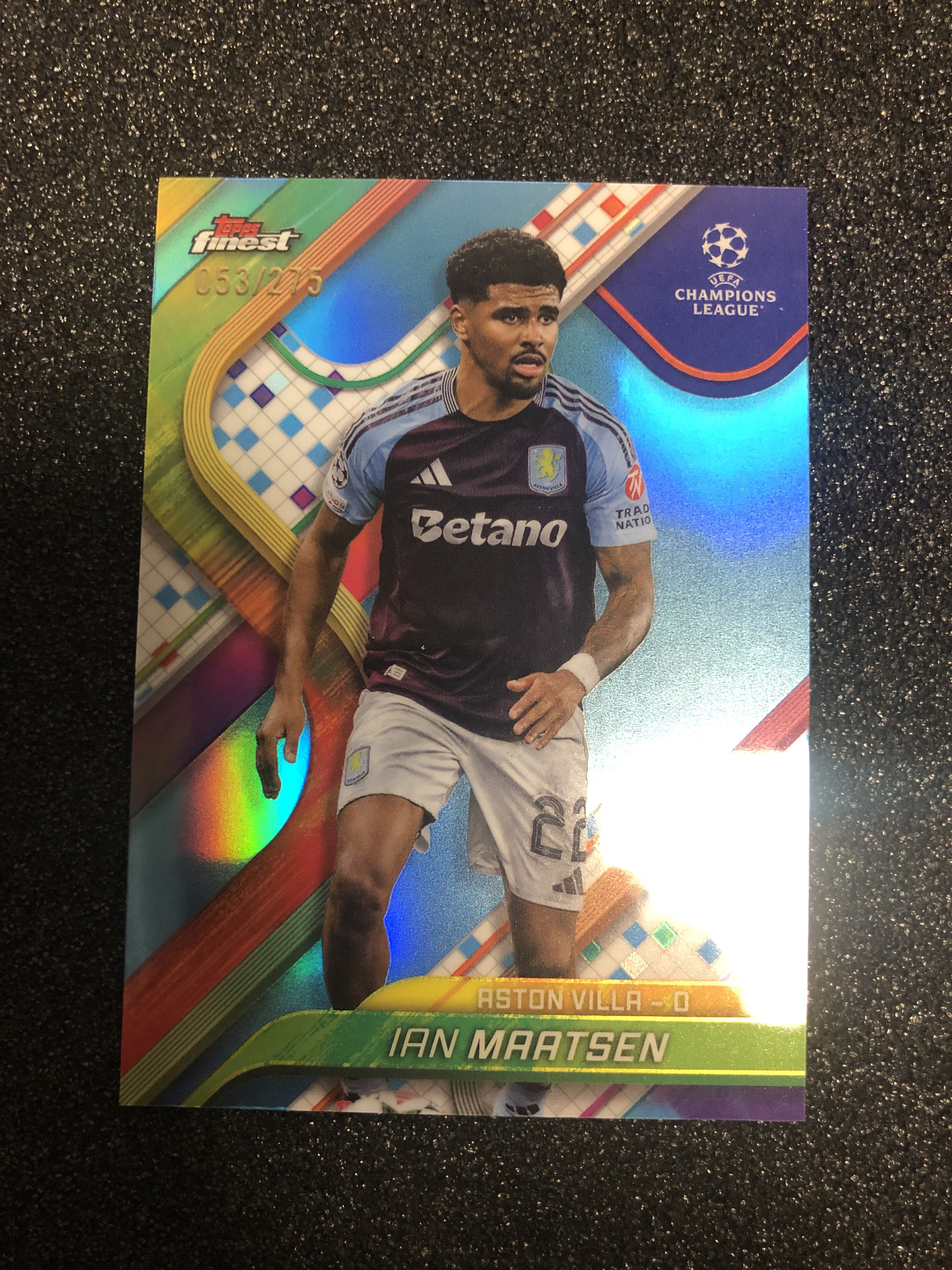 2024-25 Topps Finest ian maatsen 欧战finest 马特森 荷兰 阿斯顿维拉 275编 蓝折 053/275 卡品如图 凑套收藏必备