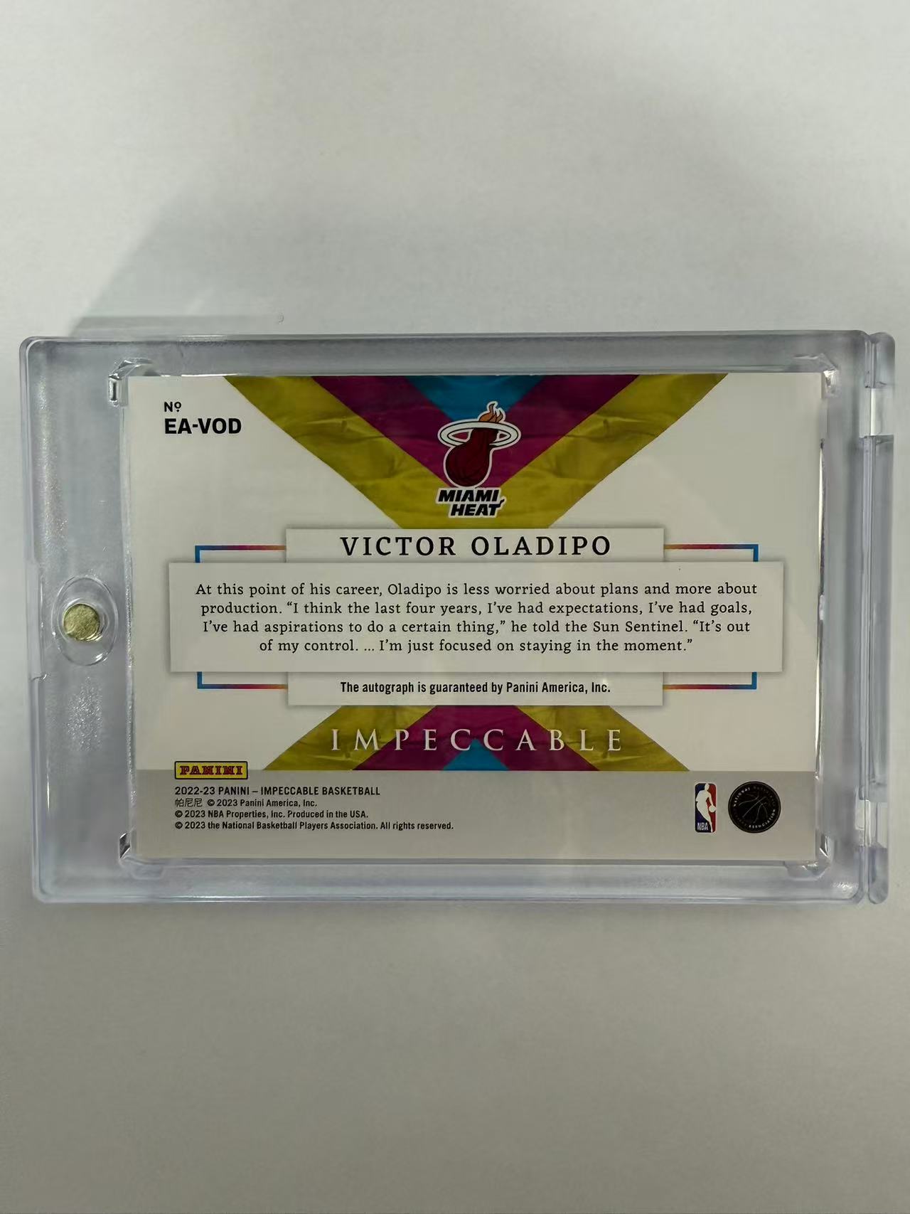 2022-23 Panini Impeccable Victor Oladipo 小真金 奢华签 热火 奥拉迪波 卡签 25编 卡品如图 (soso)