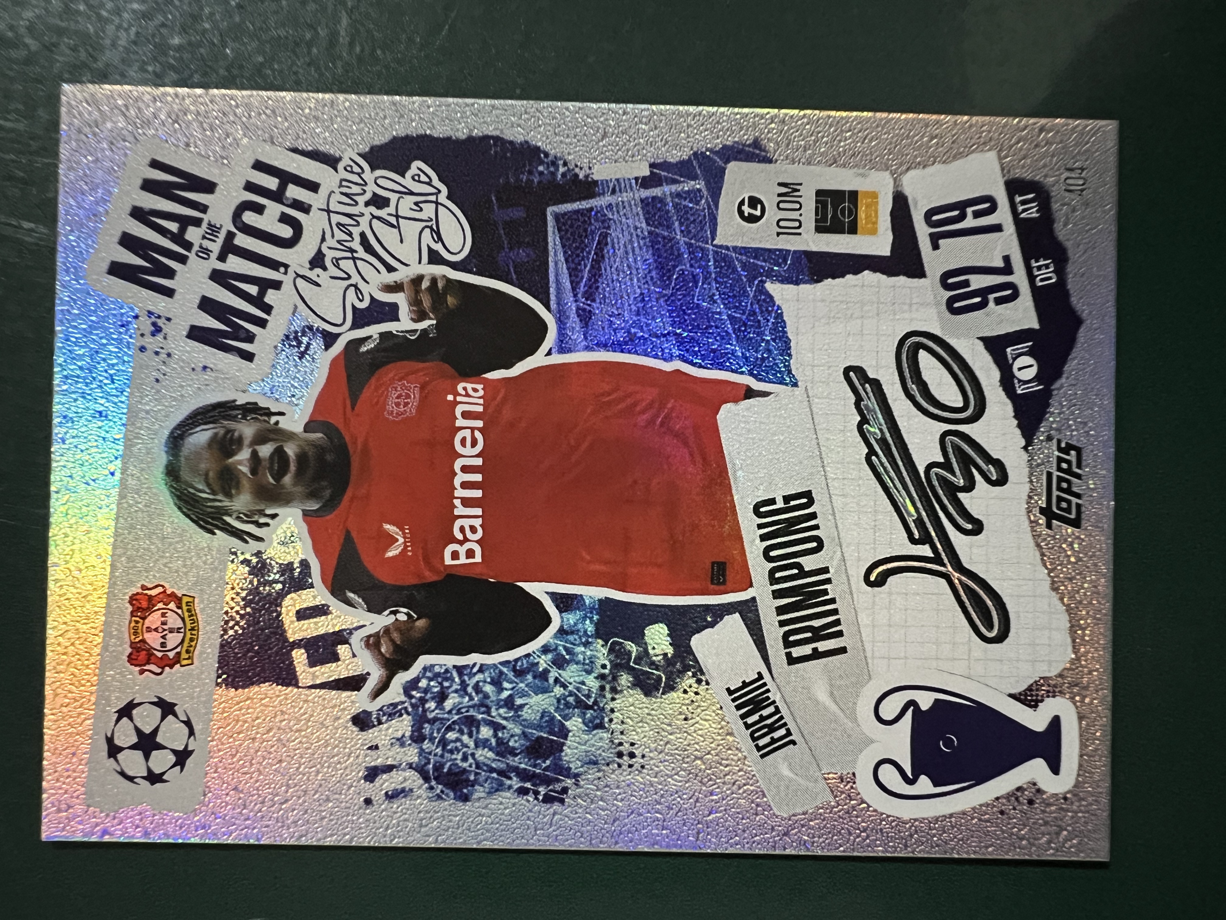 2024-25 Topps Match Attax Jeremie Frimpong 杰里米·弗林蓬 勒沃库森 折射 收藏凑套必备 卡品如图