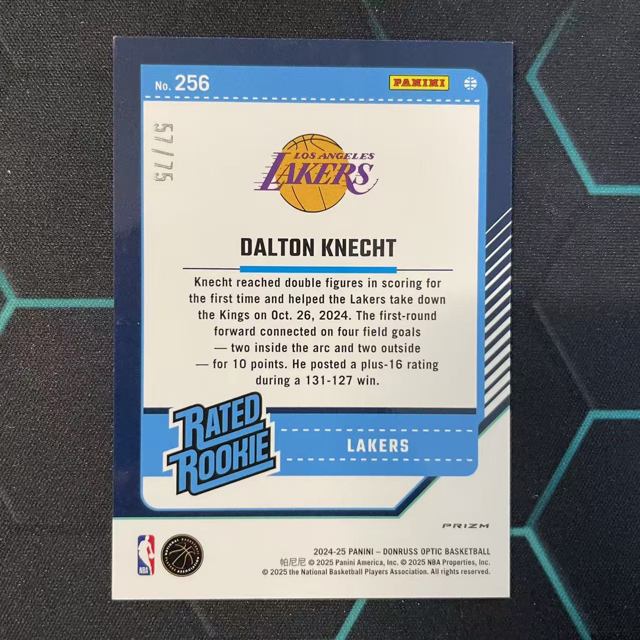 2024-25 Panini Donruss Dalton Knecht RC 【阿福代卖】多尔顿 克内克特 湖人 新秀 杜蕾斯OP 红点点折 75编 收藏必备 (行行行)