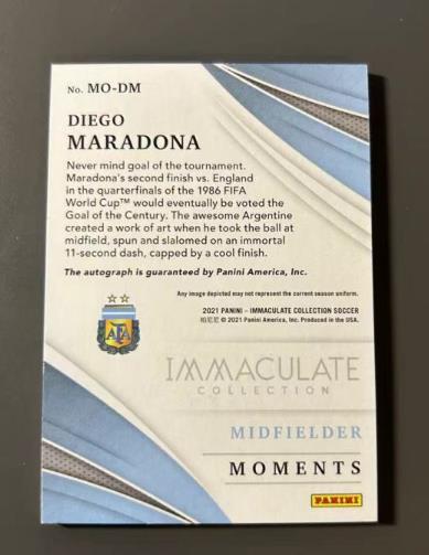 2021 Panini Immaculate Diego Maradona 【局外人代拍】迭戈 马拉多纳 /25编 时刻 签字 单一平行 连过五人 庆祝时刻 上帝之手 卡品如图 新