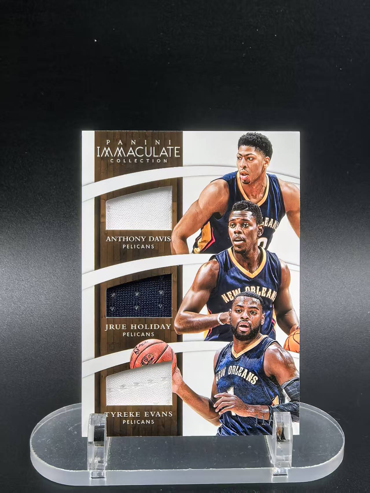 2014-15 Panini Immaculate Anthony Davis/Jrue Holiday/Tyreke Evans  安东尼戴维斯 霍乐迪 埃文斯 三窗落场球衣 11/75编 IMM