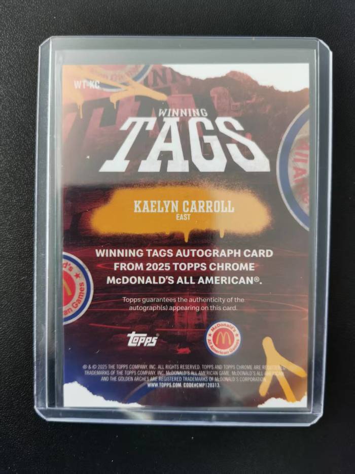 2025 Topps Chrome Kaelyn Carroll 凯琳卡洛尔 麦当劳全明星 城市签字 收藏凑套 卡品如图 免费代拍NAXX