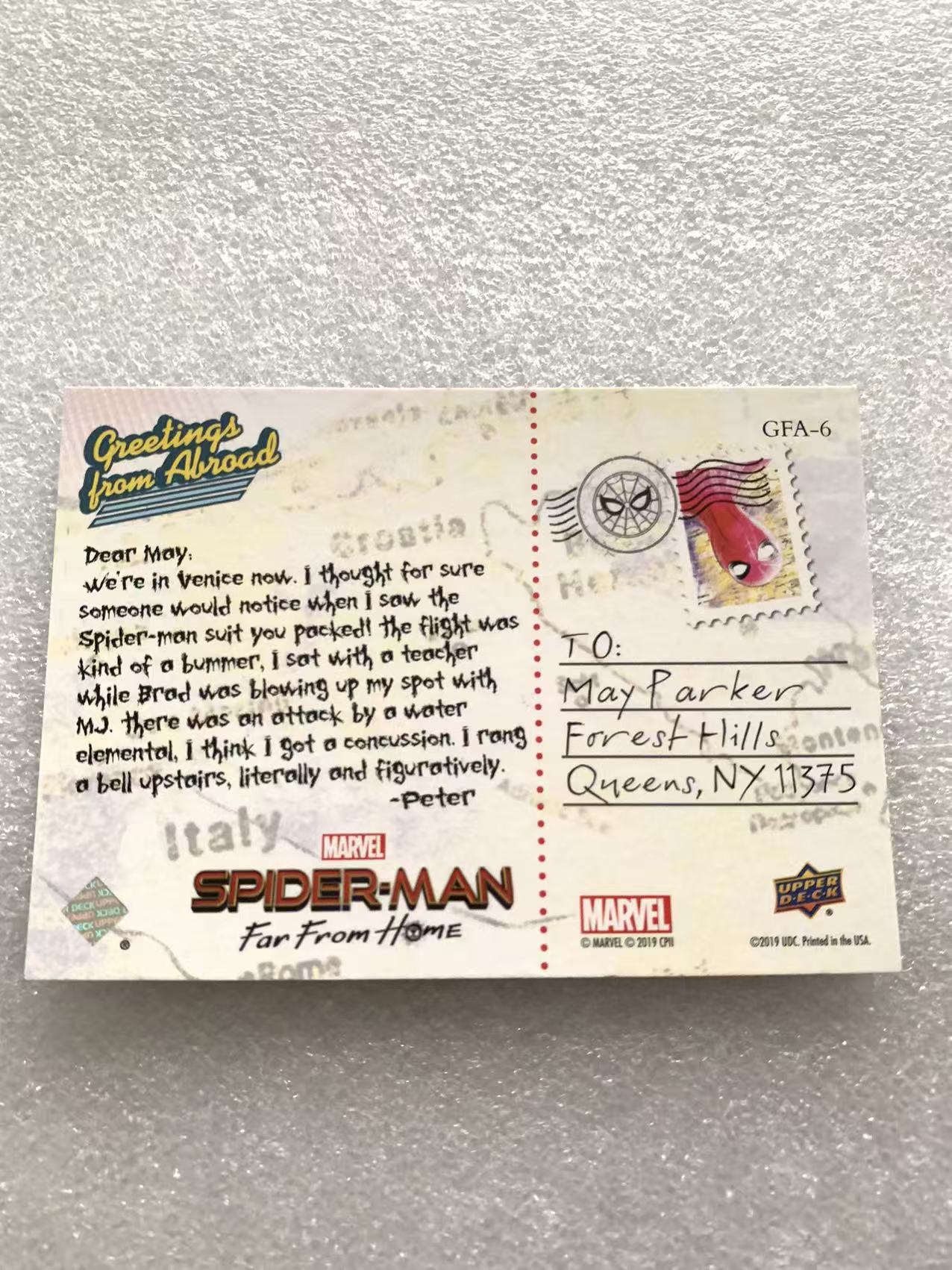 2019 Upper Deck Marvel (MCU) 漫威 studios 蜘蛛侠 spider-man gfa-6 漫威 卡品如图 彼得 帕克