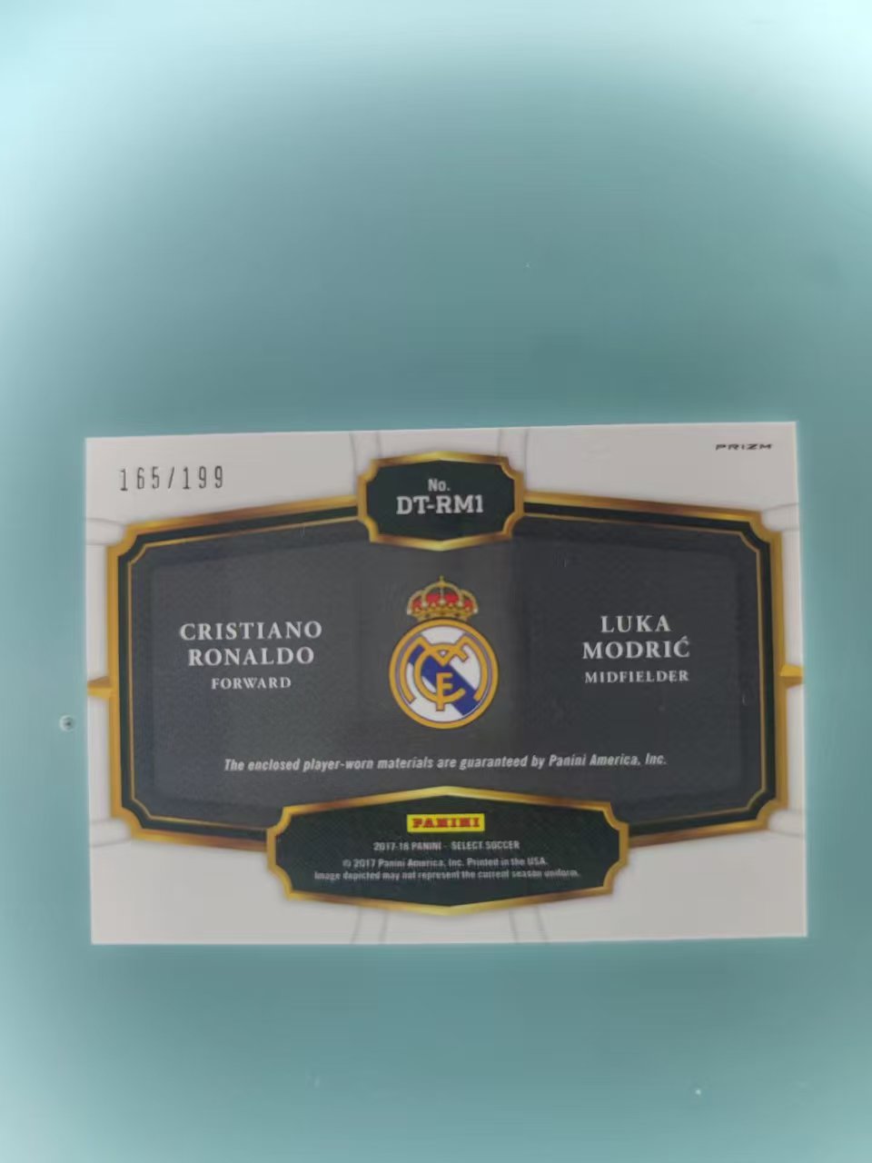 2017-18 Panini Select Cristiano Ronaldo/Luka Modric 皇马 ac米兰 C罗 罗纳尔多 卢卡 莫德里奇 魔笛 199编 红折 双人物料 球衣切割 皇马