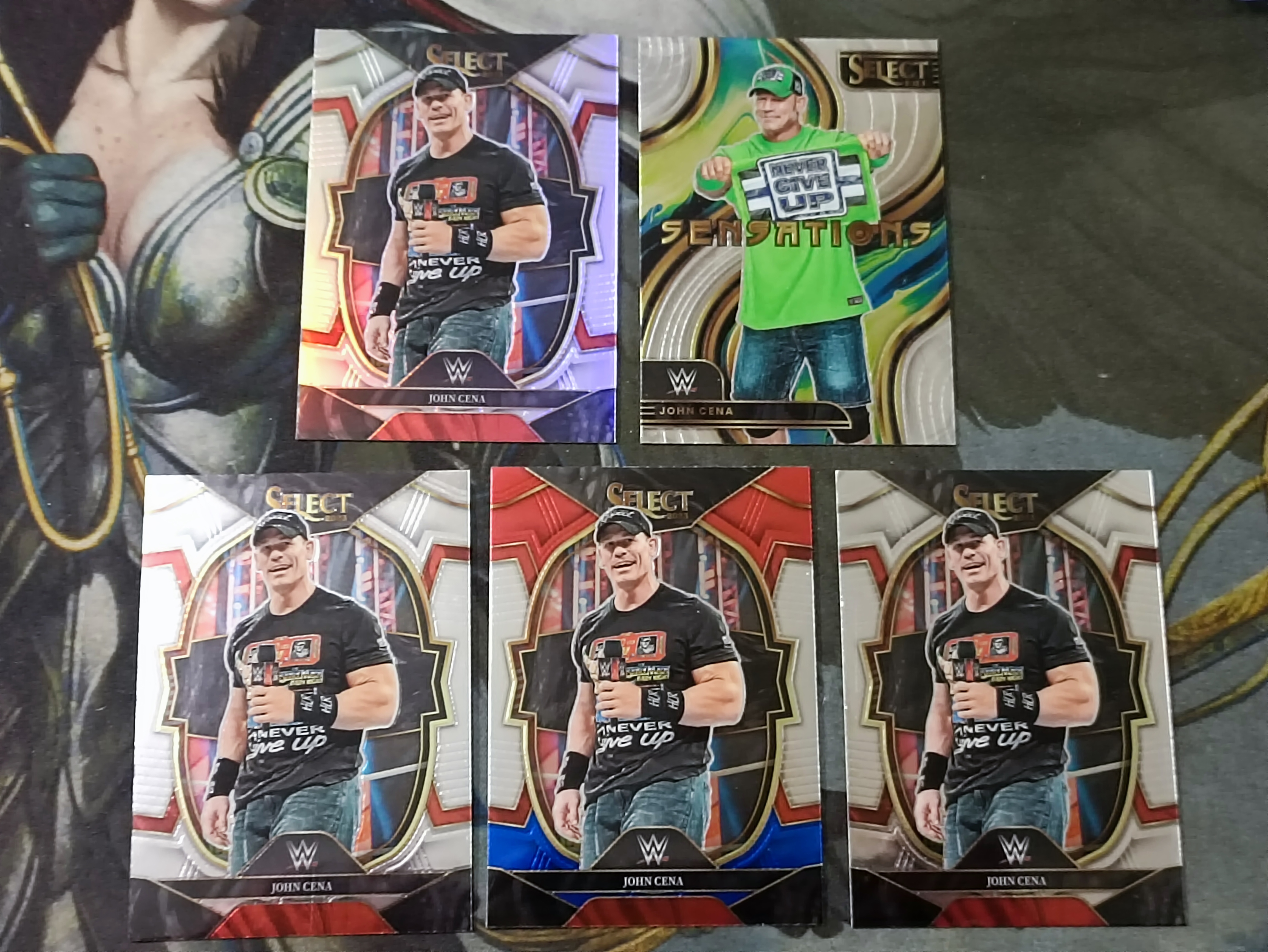 2023 Panini Select WWE John Cena 约翰塞纳 银折/SENSATIONS 特卡/Base 打包5张lot WWE 职业摔角(打包不保卡品)《苏州卡通》J【ANDY】