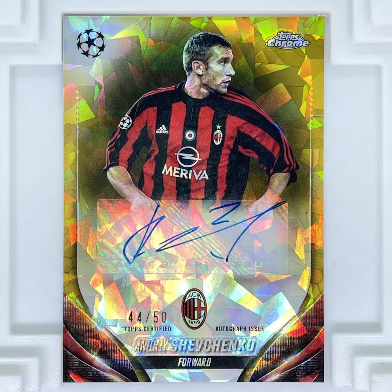 Carte Sportive Topps Crystal Andriy Shevchenko Auto 2023-24 - AC Milan 32/50 Signée