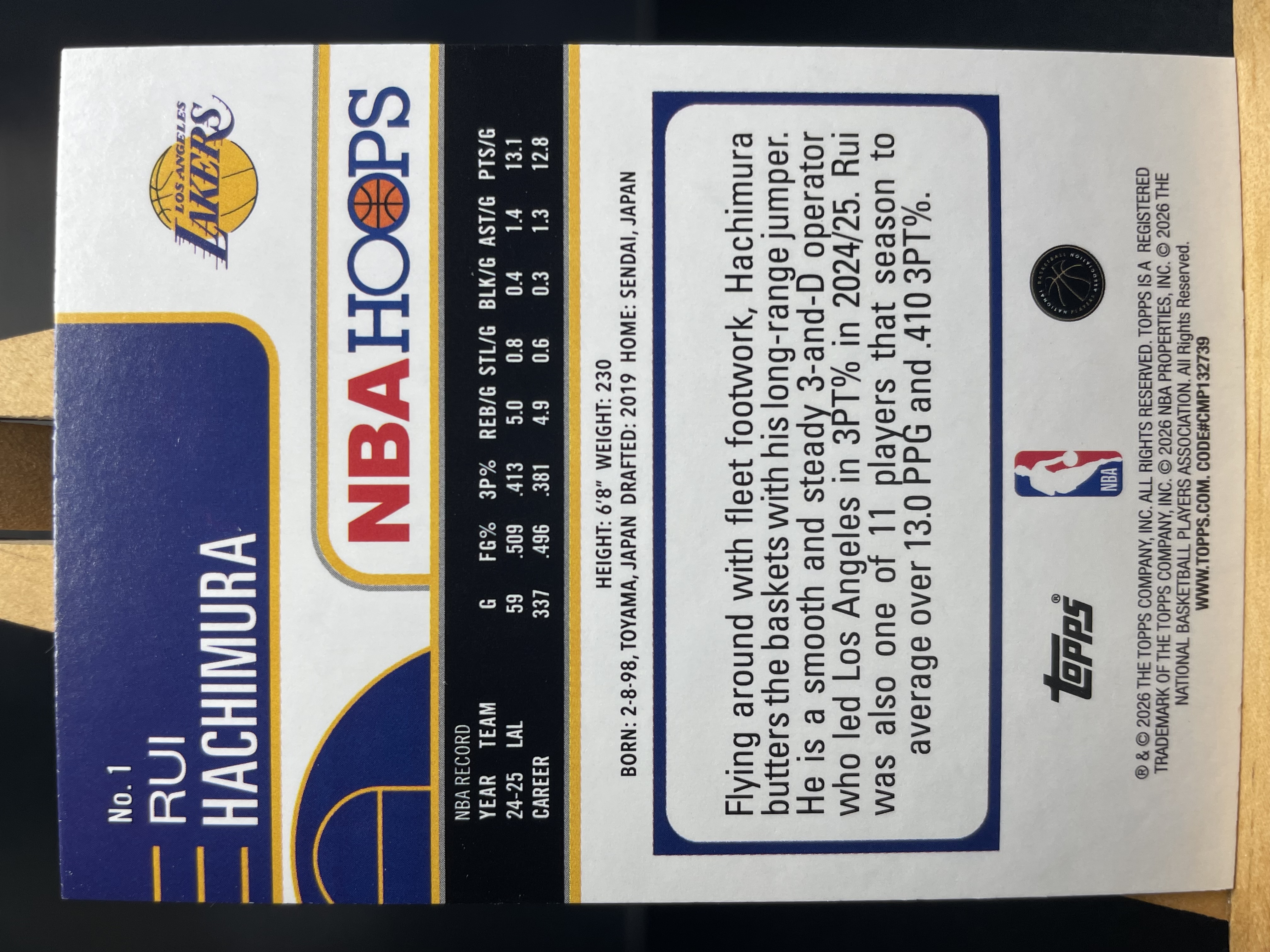 (T2) 2026 TOPPS NBAHOOPS 折射 八村塁 湖人 近期大热球星 收藏凑套必备 卡品如图 !!!