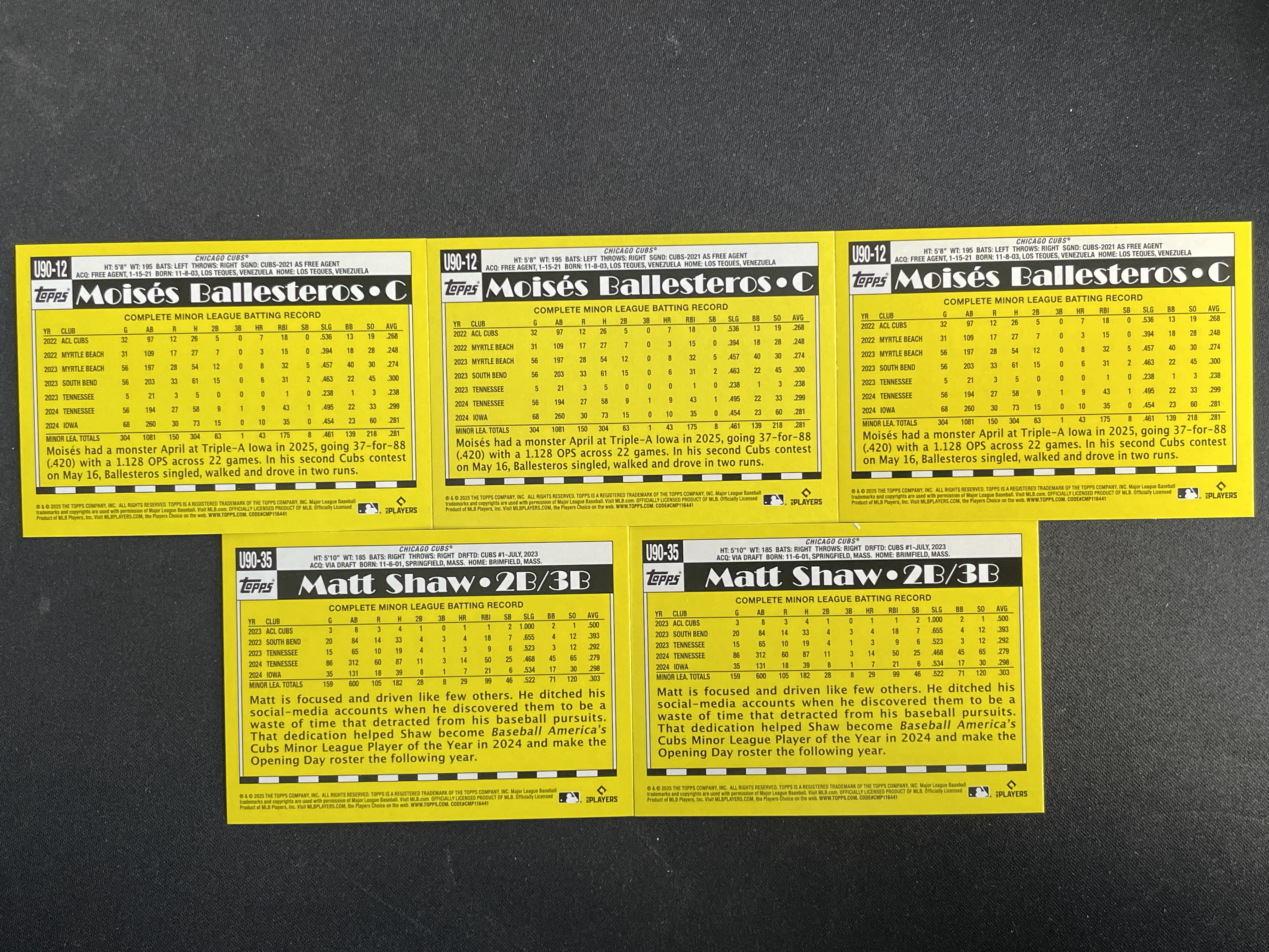 【南昌NOVA】2025 Topps MLB RC 棒球 新秀 小熊 巴列斯特罗斯 马特 肖 折射 35Th 复古 特卡 打包 Z18bobo