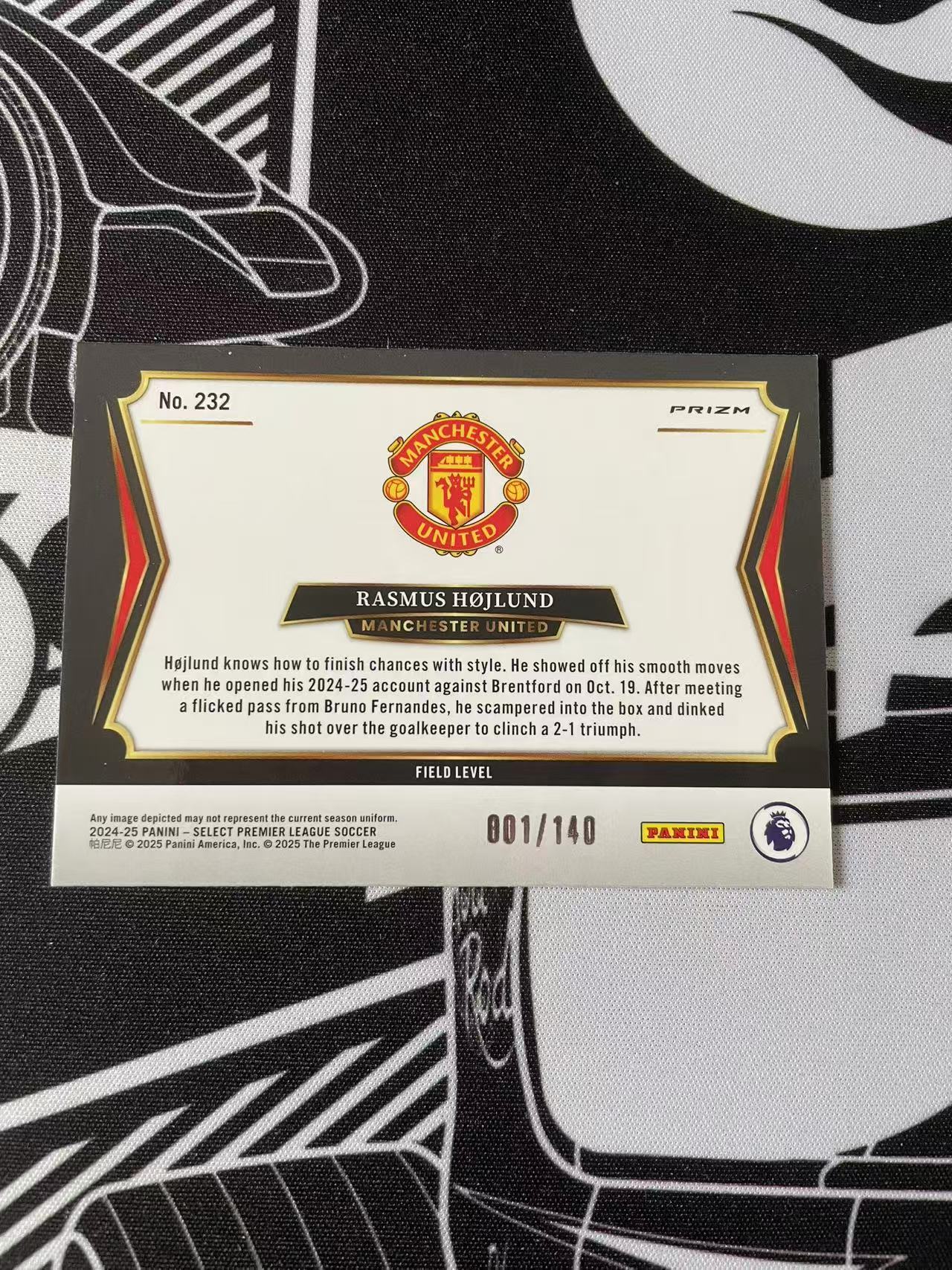 2024-25 Panini Select Premier League Rasmus Højlund 英超 SE 曼联 霍伊伦德 粉折 紫折 001/149 首编 三级 丹麦 卡品如图 凑套必备