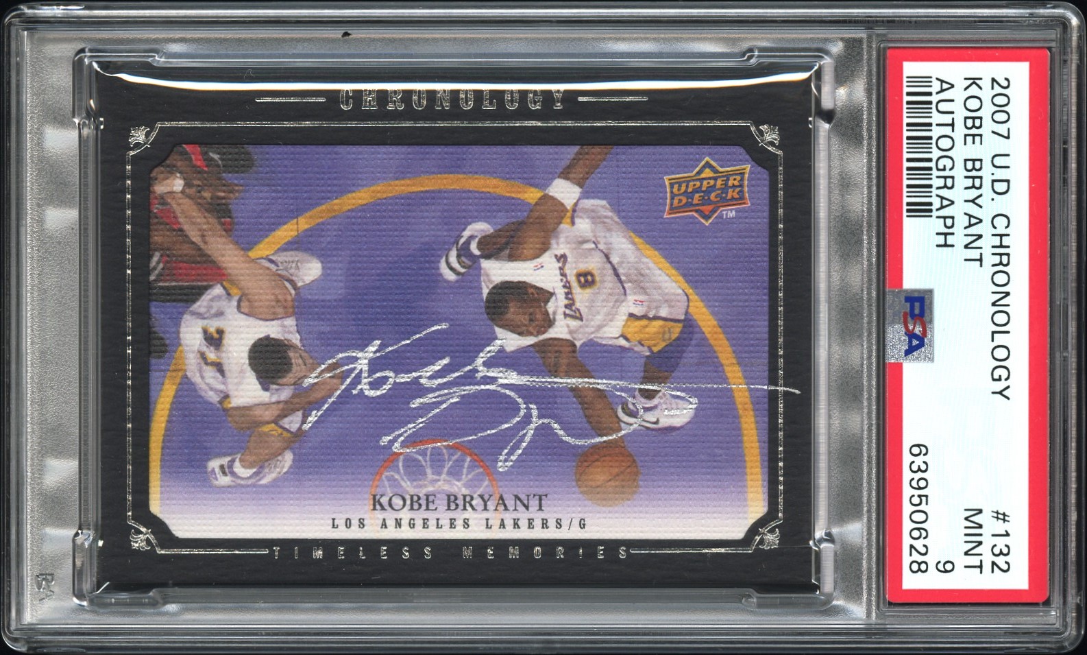 2007-08 Upper Deck Chronology Kobe Bryant  老油画 湖人 科比布莱恩特 黑曼巴 永恒的记忆 对阵猛龙单场81分 签字卡签 44/99 PSA9「老夫子」大床房