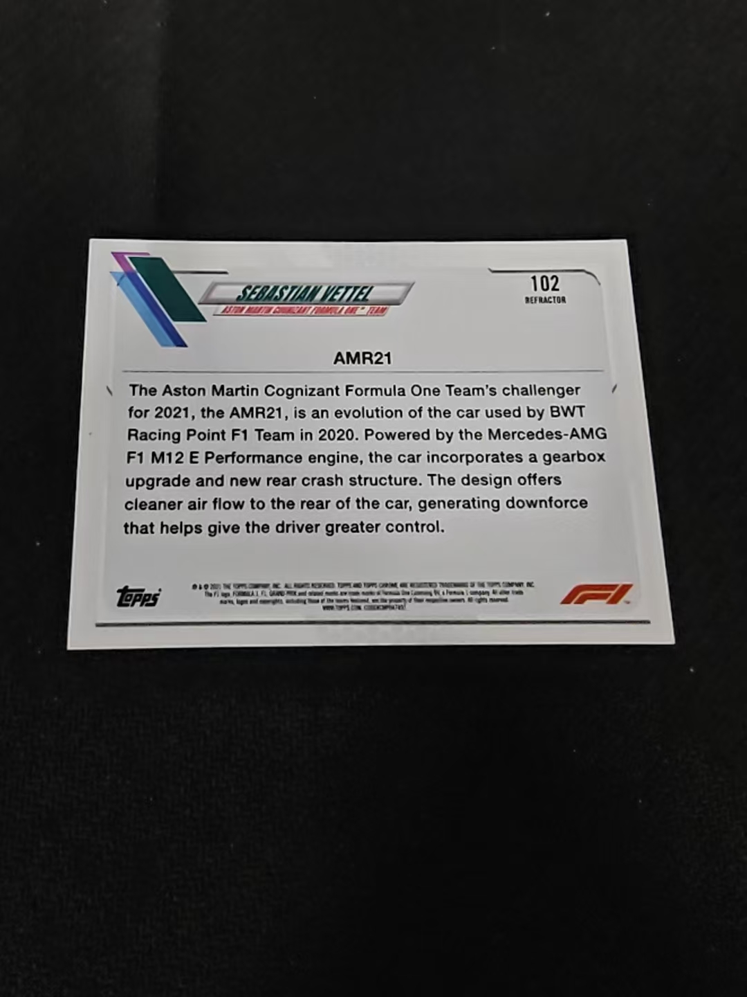 2021 Topps Chrome Sebastian Vettel F1 阿斯顿马丁 维特尔 银折 划痕 边角瑕疵 #102