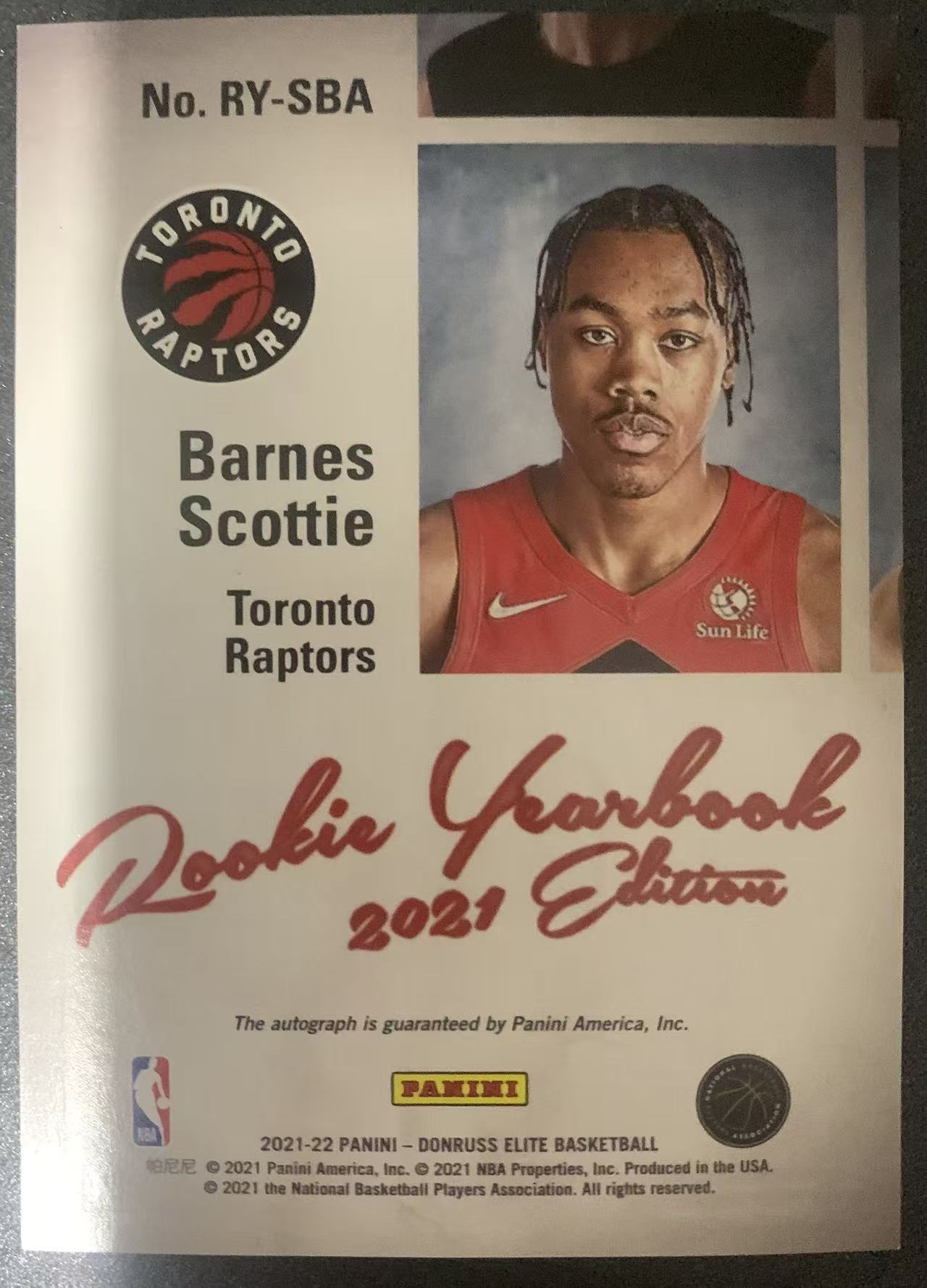 【瞳瞳代卖】21-22 Panini Elite 精英 斯科蒂 巴恩斯 Scottie Barnes RC 新秀 签字卡