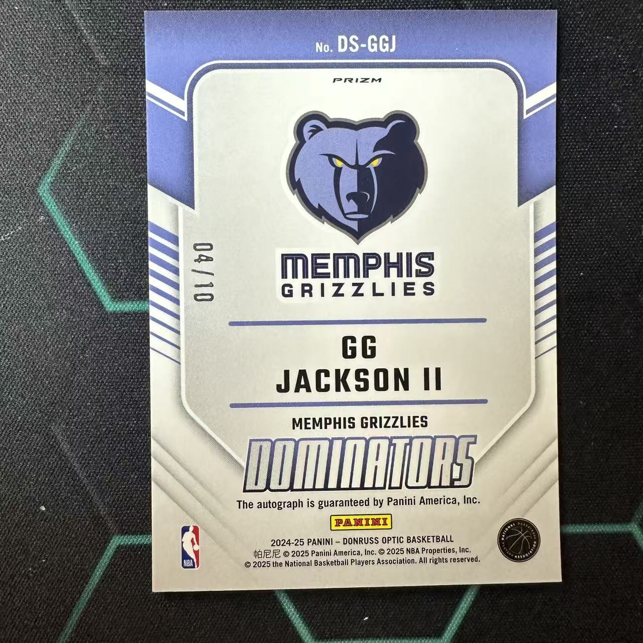 2024-25 Panini Optic G.G. Jackson 【阿福代卖】GG 杰克逊 灰熊 杜蕾斯 OP 04/10编 金折 签字 收藏必备(行行行A)