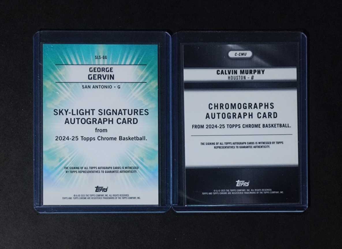2025 Topps Chrome George Gervin 传奇名宿 马刺 冰人 乔治-格文 火箭 卡尔文-墨菲 签字 贴签 2张lot 打包 实卡很美 专收必备