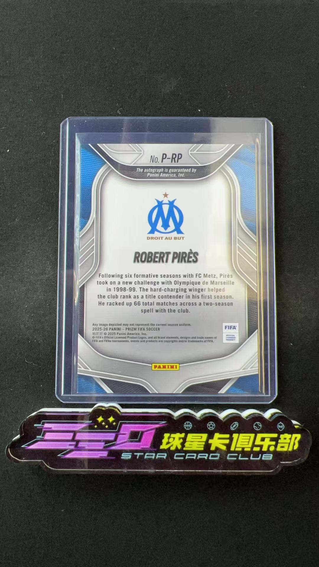 5379【330球星卡实体店代卖】2025-26 帕尼尼 PRIZM FIFA Robert Pires 罗伯特 皮雷斯 马赛 书法签 签字 AUTO 仅顺丰寄付(UK23)