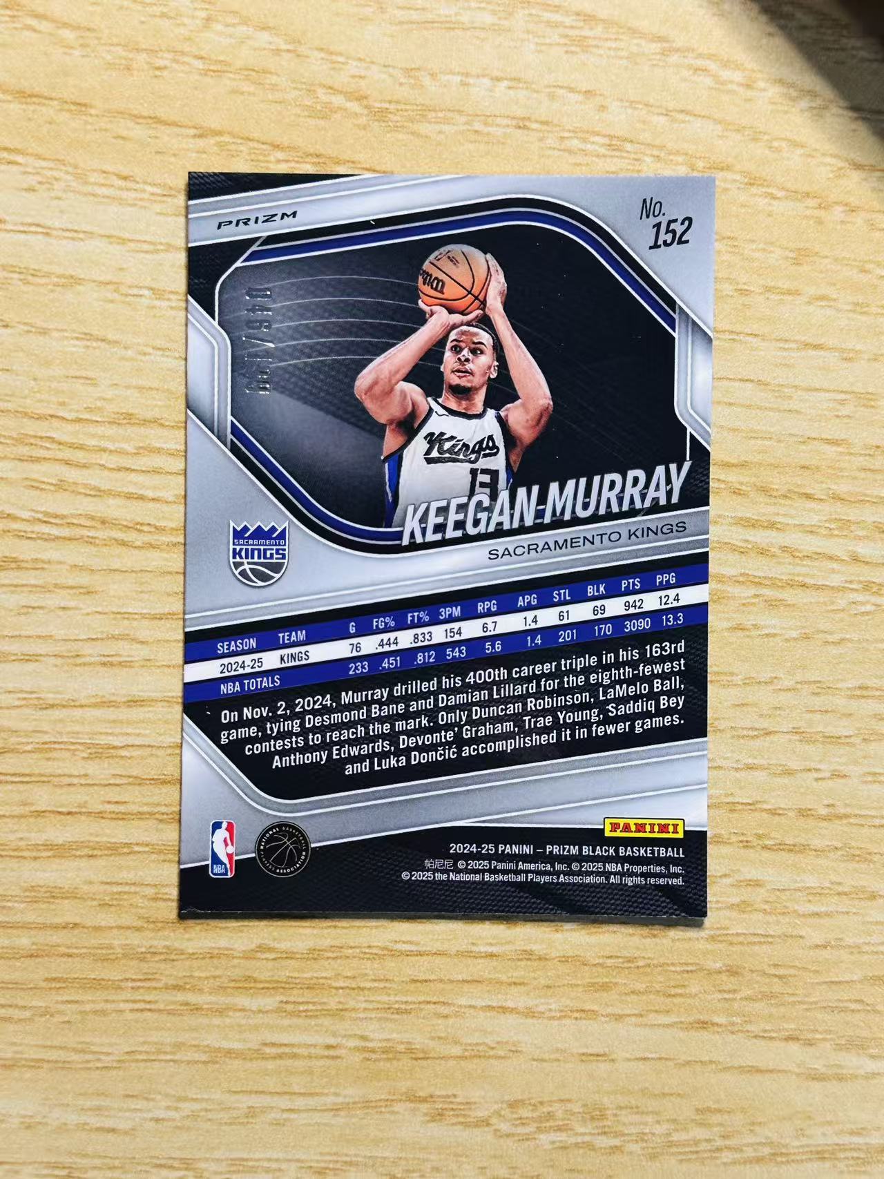 2024-25 Panini Prizm Keegan Murray 嘿嘿代卖 基根 穆雷 蓝折 199编 国王 收藏必备