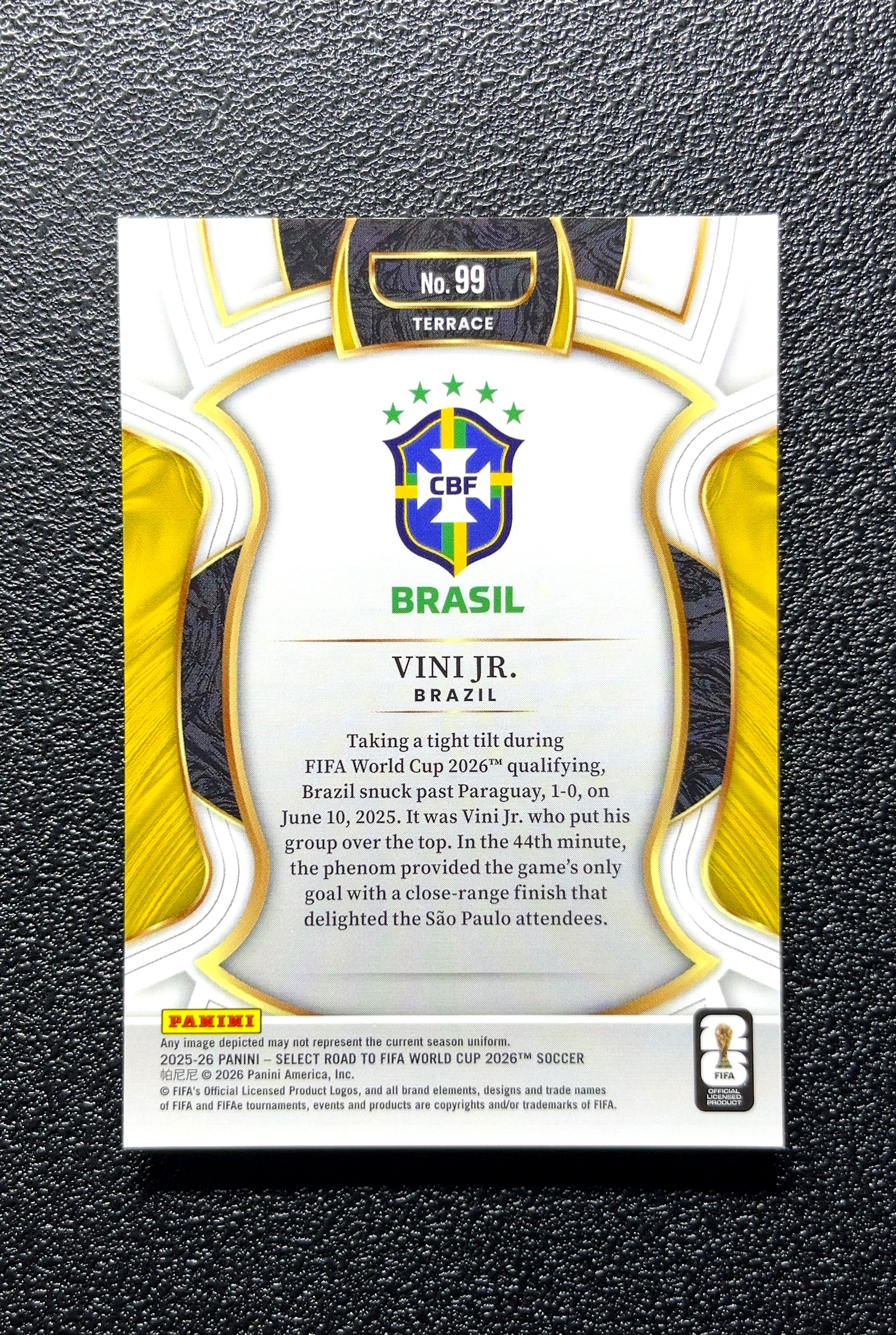 【小白1%代卖】2026 Panini SELECT ROAD TO FIFA WORLD CUP 2026 世界杯之路 Vini Jr. 维尼修斯 卡品如图 高价值 #99 BRAZIL 0808