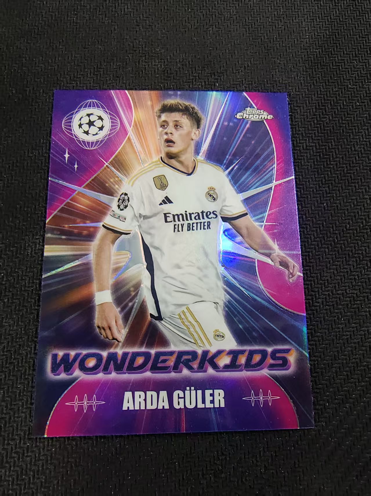 【可合并,不累计】2024 Topps Chrome arda guler 阿尔达 居莱尔 皇马 欧冠 神奇小妖特卡 银折 划痕 边角瑕疵 #1