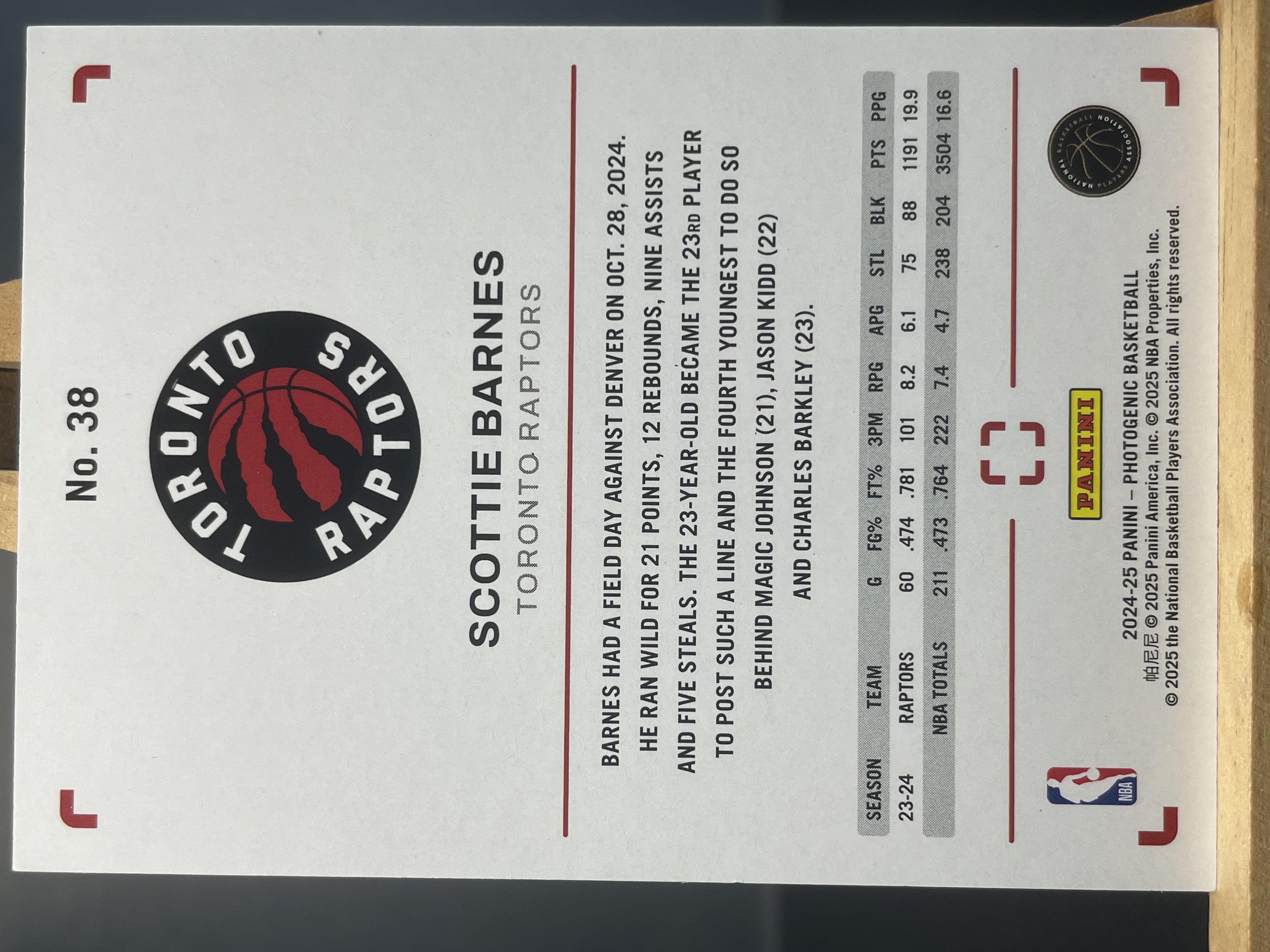 (B9) 2024-25 PANINI 上镜系列 斯科蒂 巴恩斯 猛龙 实卡好看 收藏凑套必备 卡品如图 !!!