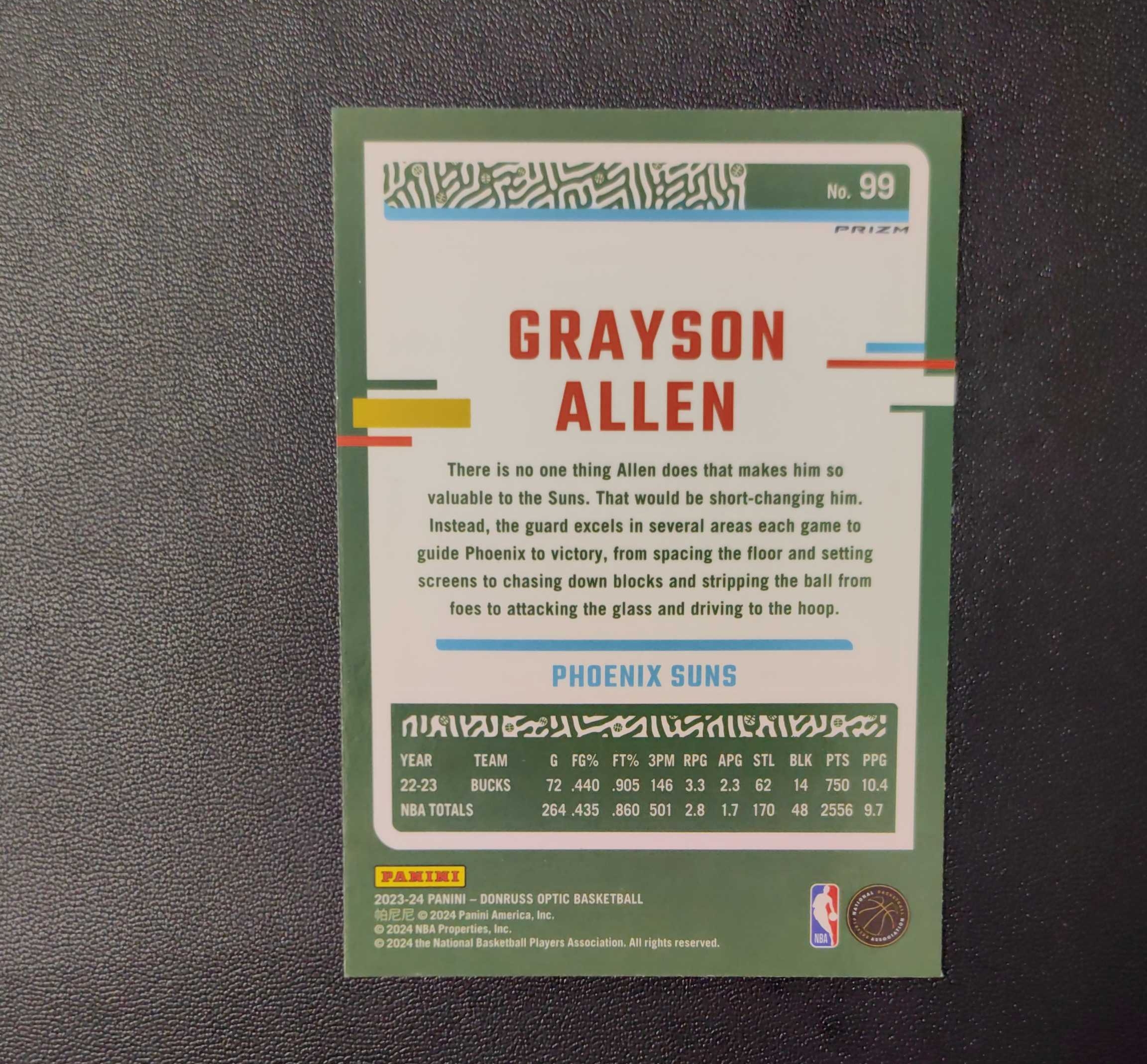 2023-24 Panini optic grayson allen 杜蕾斯 太阳 格雷森 艾伦 太阳 棋盘折 大比例 ssp 折射 大比例 SP 东契奇 sga 库里 文班亚马 詹姆斯