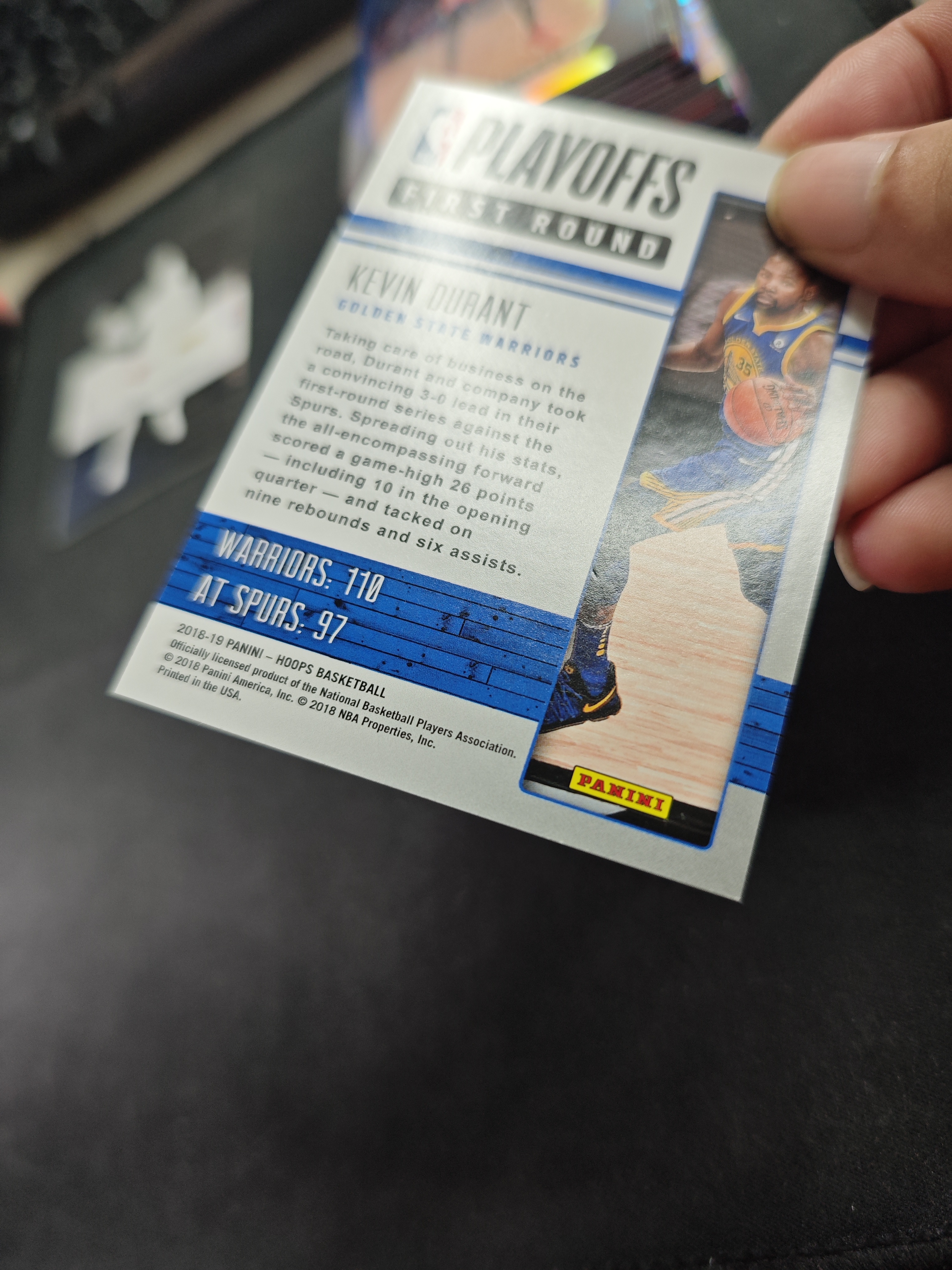 【蛤蟆特卖】凯文 杜兰特 死神 2018-19 PANINI HOOPS系列 经典设计 限量2018编 超级漂亮 稀有好卡 边角微瑕 背面磕痕 卡品如图 专收必备!