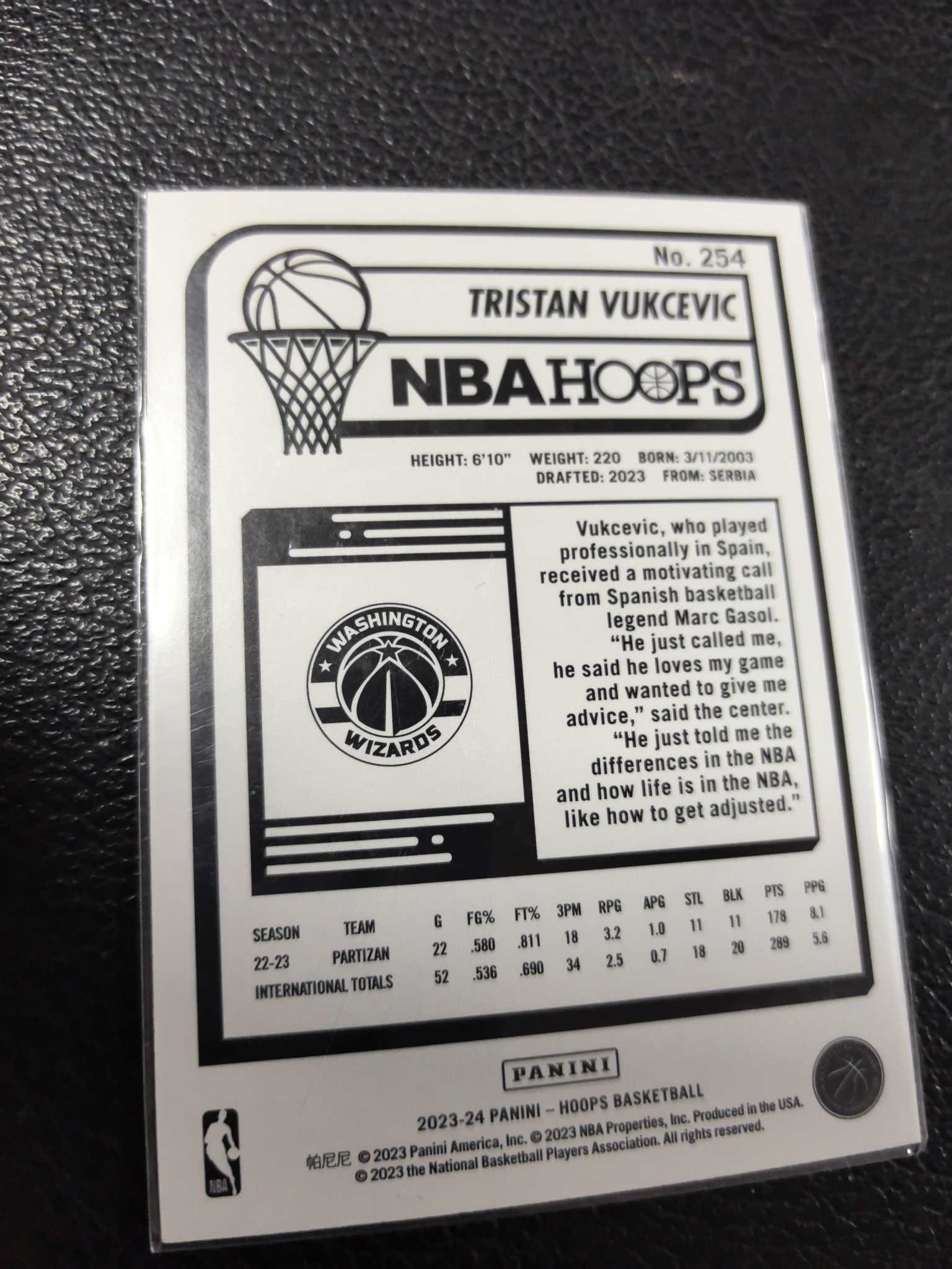 2023-24 武克切维奇 199编 奇才 银折 hoops 10-8