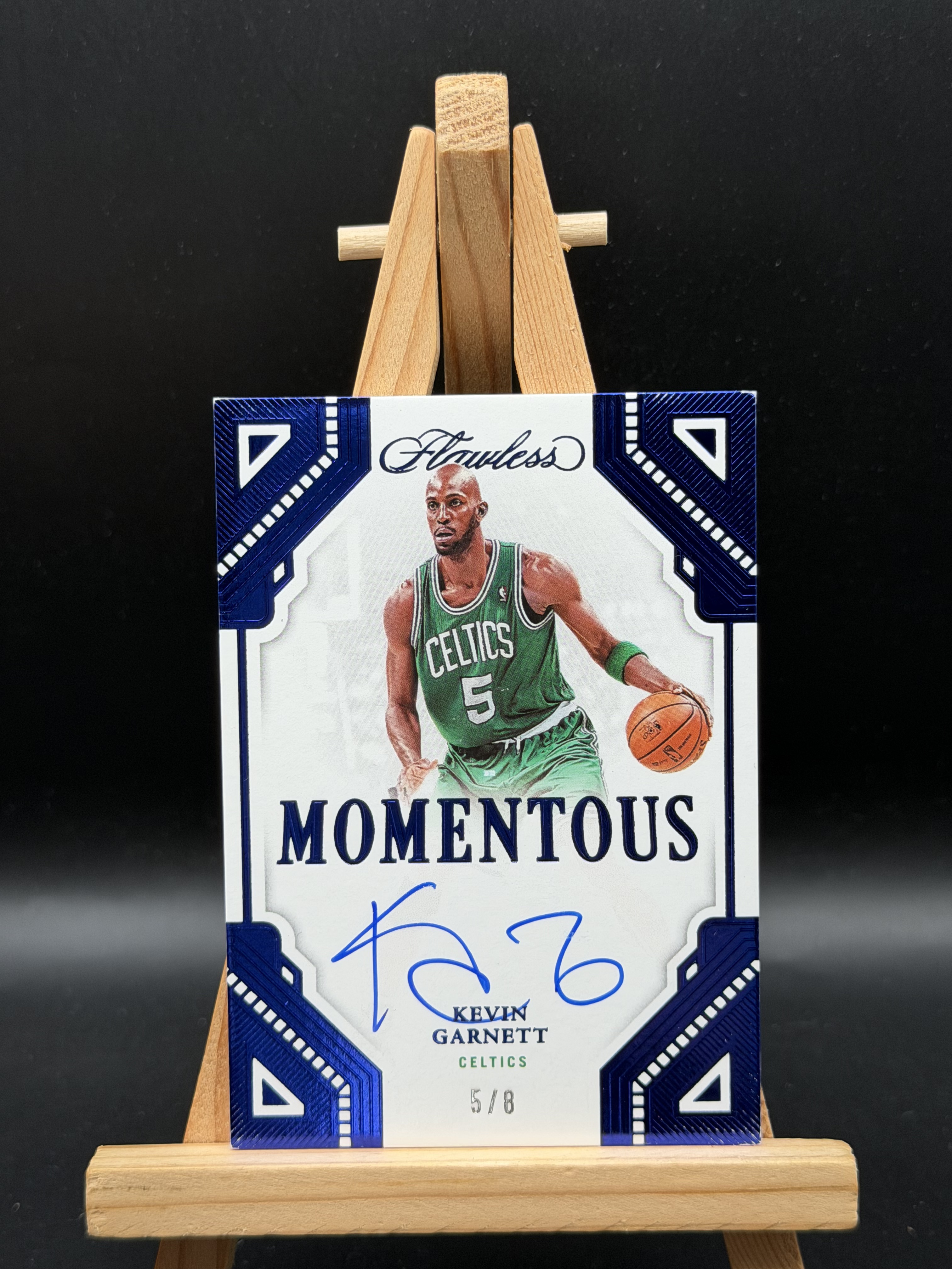 2022-23 Panini Flawless Kevin Garnett 凯文 加内特 凯尔特人 手提 momentous 时刻 5/8编 同背1/1 蓝折 卡签 签字