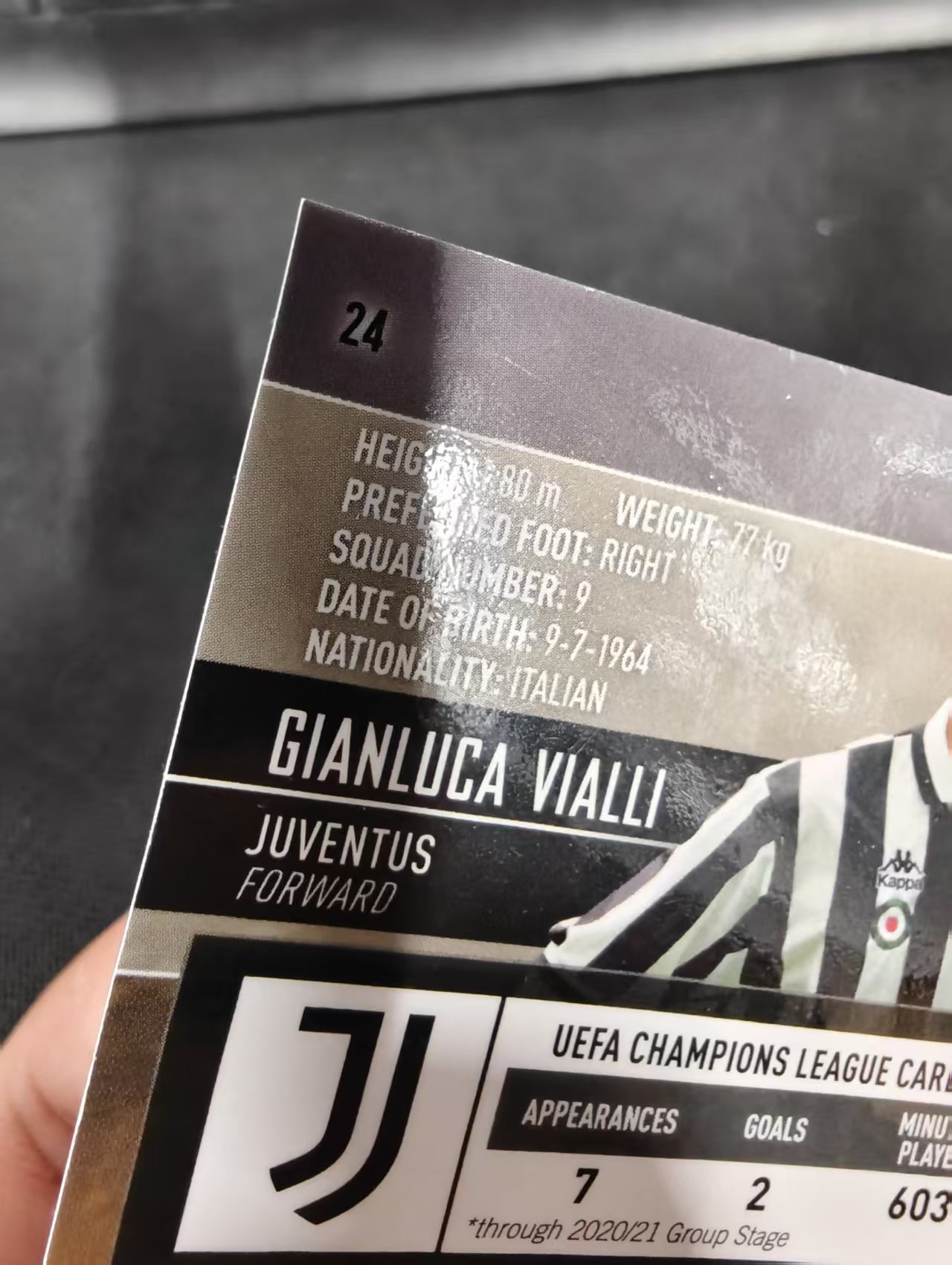 【可合并,不累计】2021 Topps Stadium Club Chrome Gianluca Vialli 尤文图斯 维亚利 捧杯 竞技场 欧冠 划痕 边角瑕疵 #24