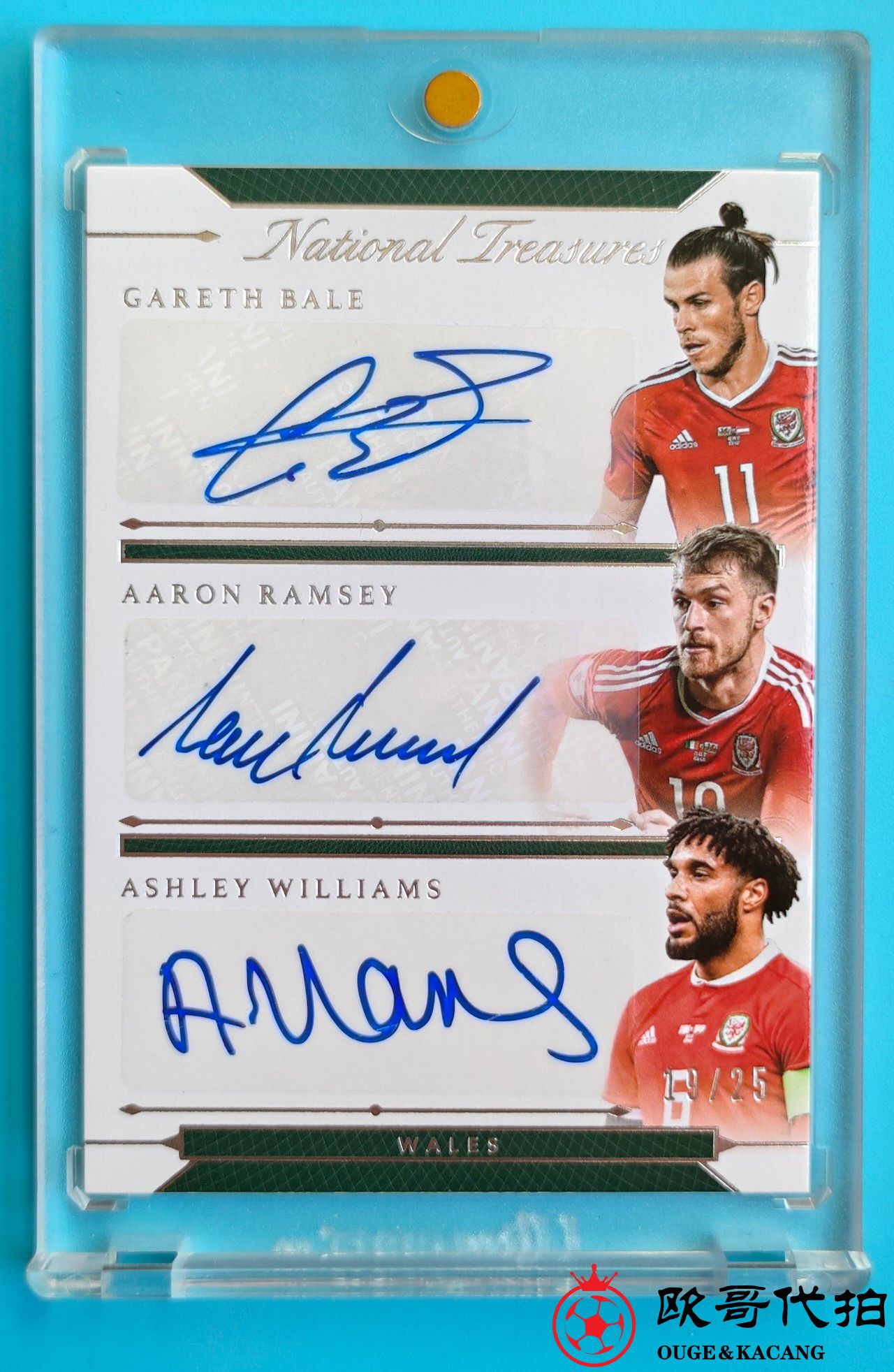 2018 Panini National Treasures Gareth Bale 【欧哥代拍】--国宝世界杯元年 威尔士 加雷斯 贝尔 拉姆塞 阿什利 威廉姆斯 19/25编三人完美签字卡GLV01