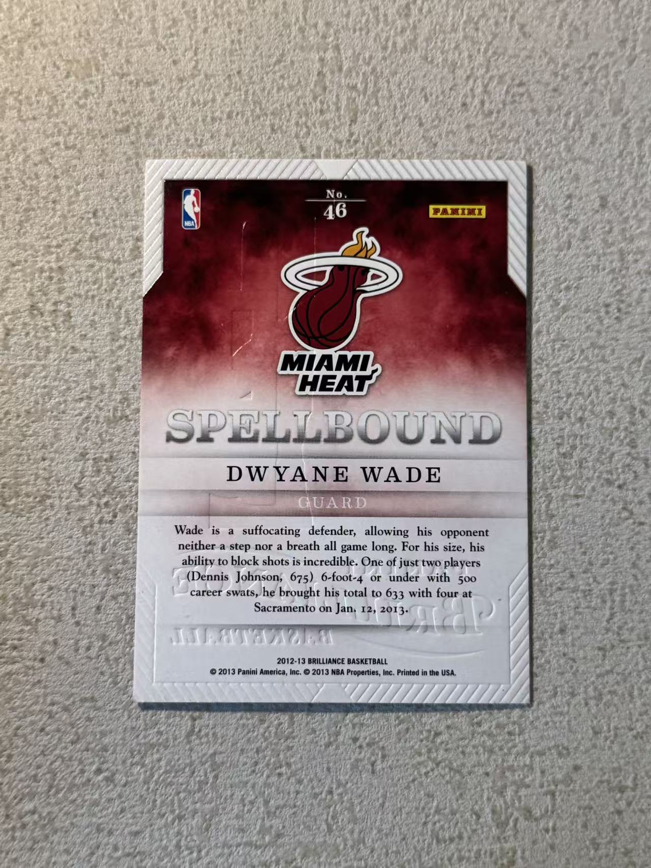 2012-13 Panini Brilliance Dwyane Wade 光辉 热火 韦德 闪电侠 大比例 字母 背号特卡 sp 经典选图 收藏必备