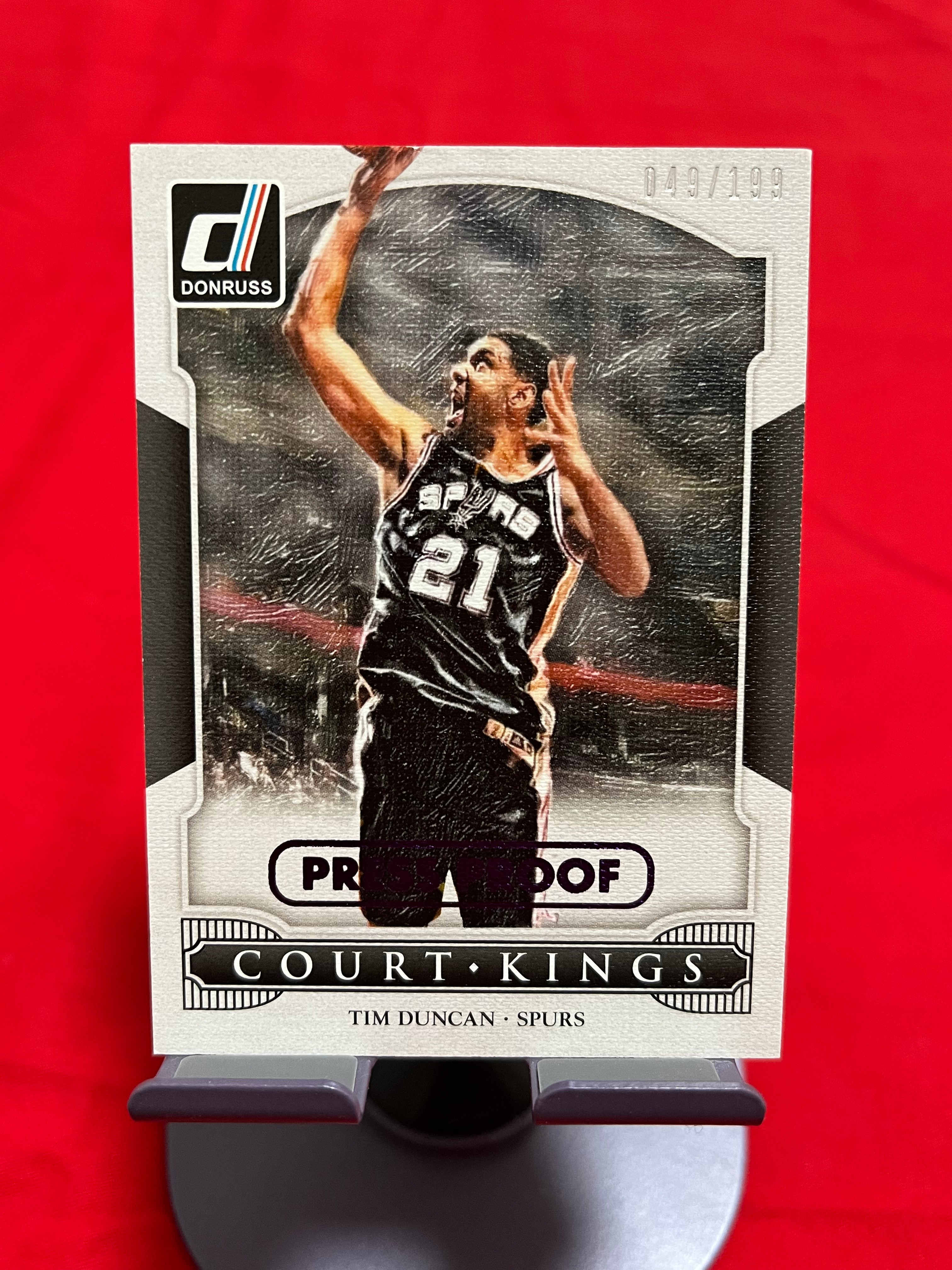 2014-15 Panini 老卡 老特 Tim Duncan 蒂姆 邓肯 石佛 马刺【带编 049/199 紫标 油画 COURT KINGS】【边角瑕疵如图 介意勿拍】#1119