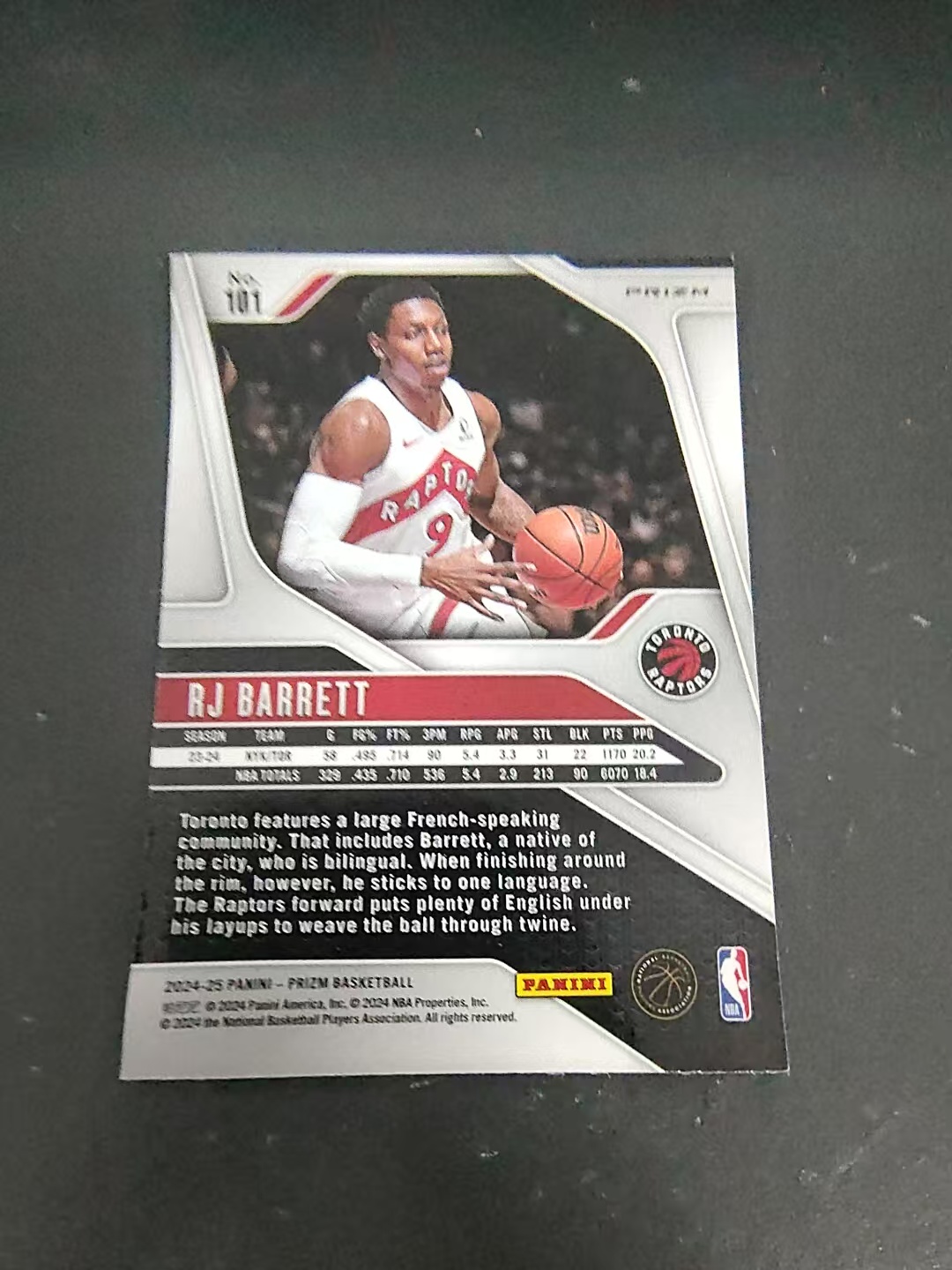 【汽水拍卖】2024-25 Panini Prizm R.J. Barrett 猛龙 RJ巴雷特 PZ 绿折 边角瑕疵 #101