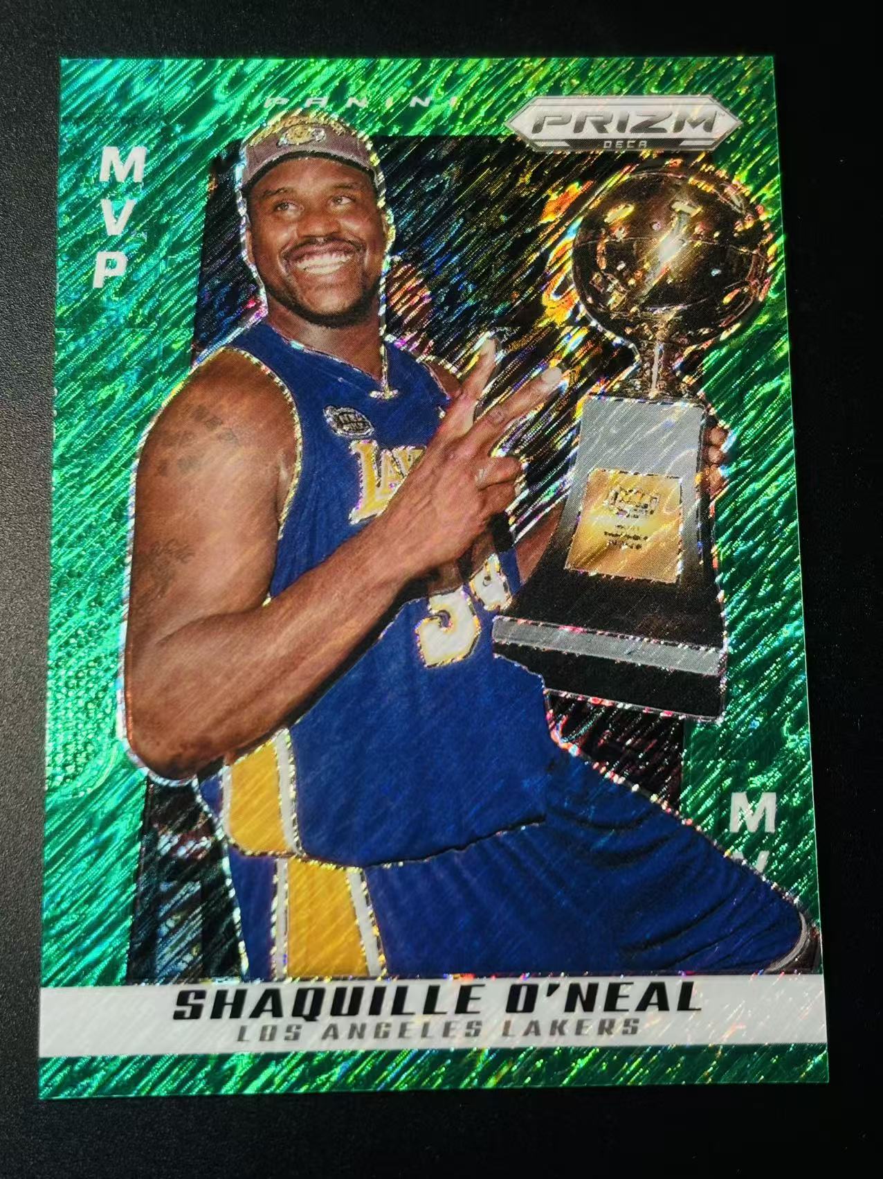 2024-25 Panini Prizm Shaquille O'Neal PZ DECA 湖人 名宿 大鲨鱼 奥尼尔 MVP 捧杯 特卡 10/12编 绿折 绿 shimmer 折 不累计