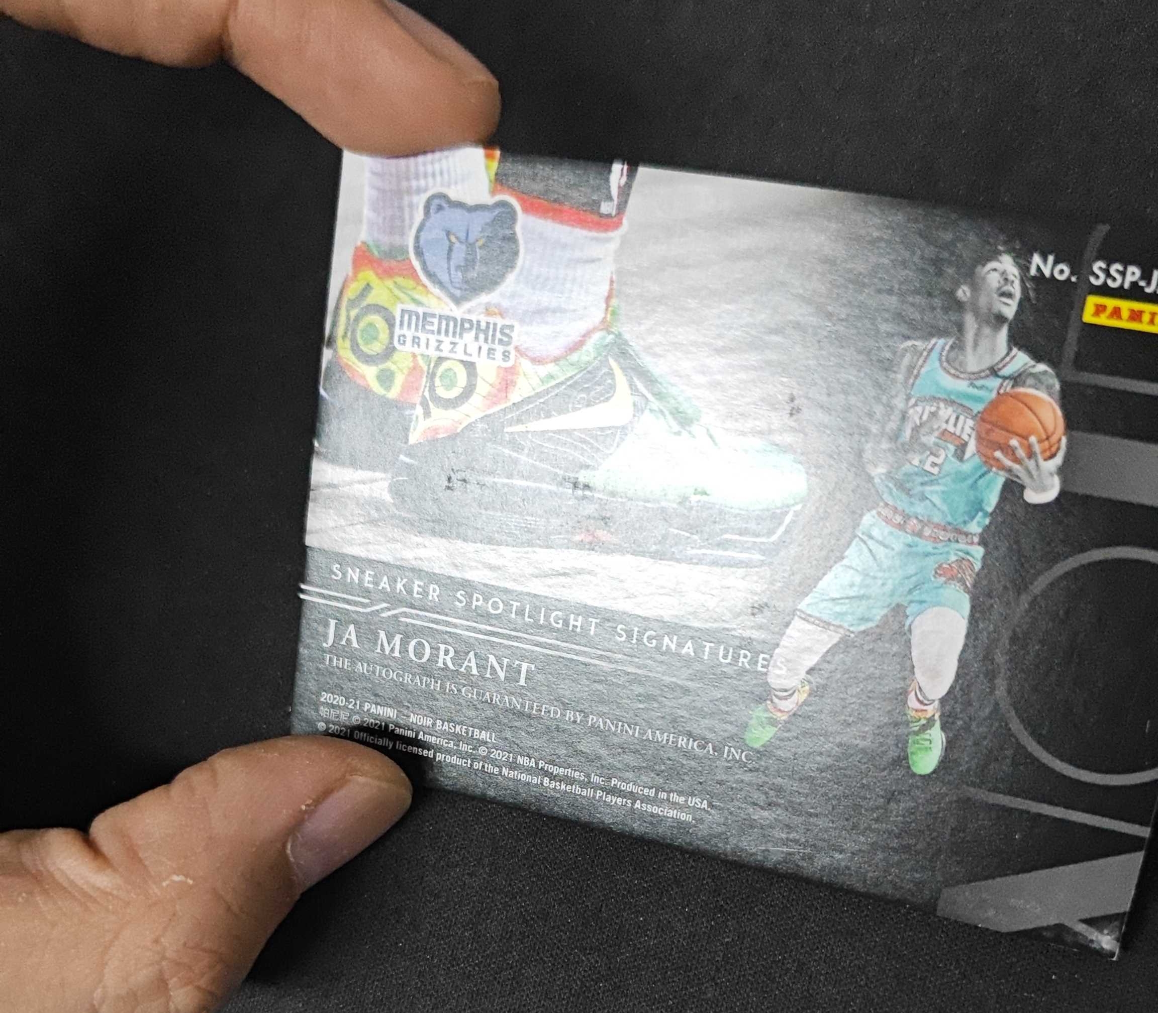 2020-21 Panini Noir Ja Morant 【SC拍卖】诺尔 灰熊 莫兰特 14/99编 鞋灯签 聚光灯 卡签 签字 瑕疵如图(大飞哥)