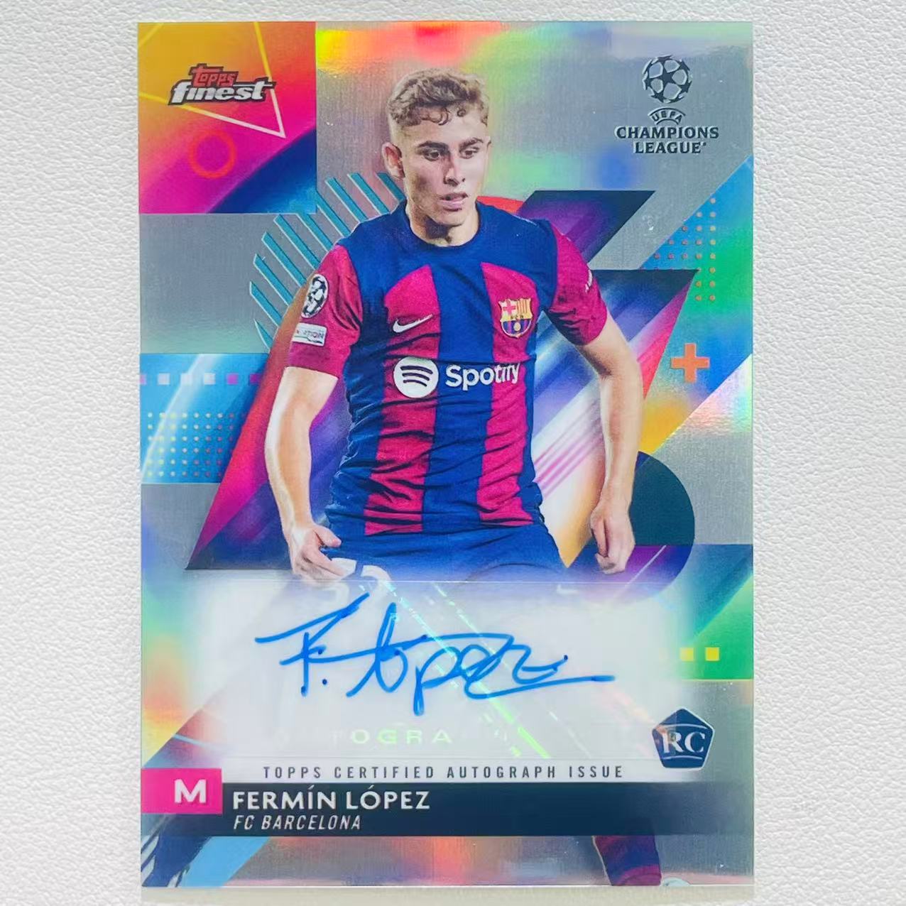 2023-24 Topps Finest Fermin Lopez RC 欧冠 西班牙 巴萨 费尔明 洛佩兹 新秀 签字 银折 完美签 亚马尔佩德里加维莱万拉菲尼亚贝尔纳尔库巴西巴尔德吉队友 B