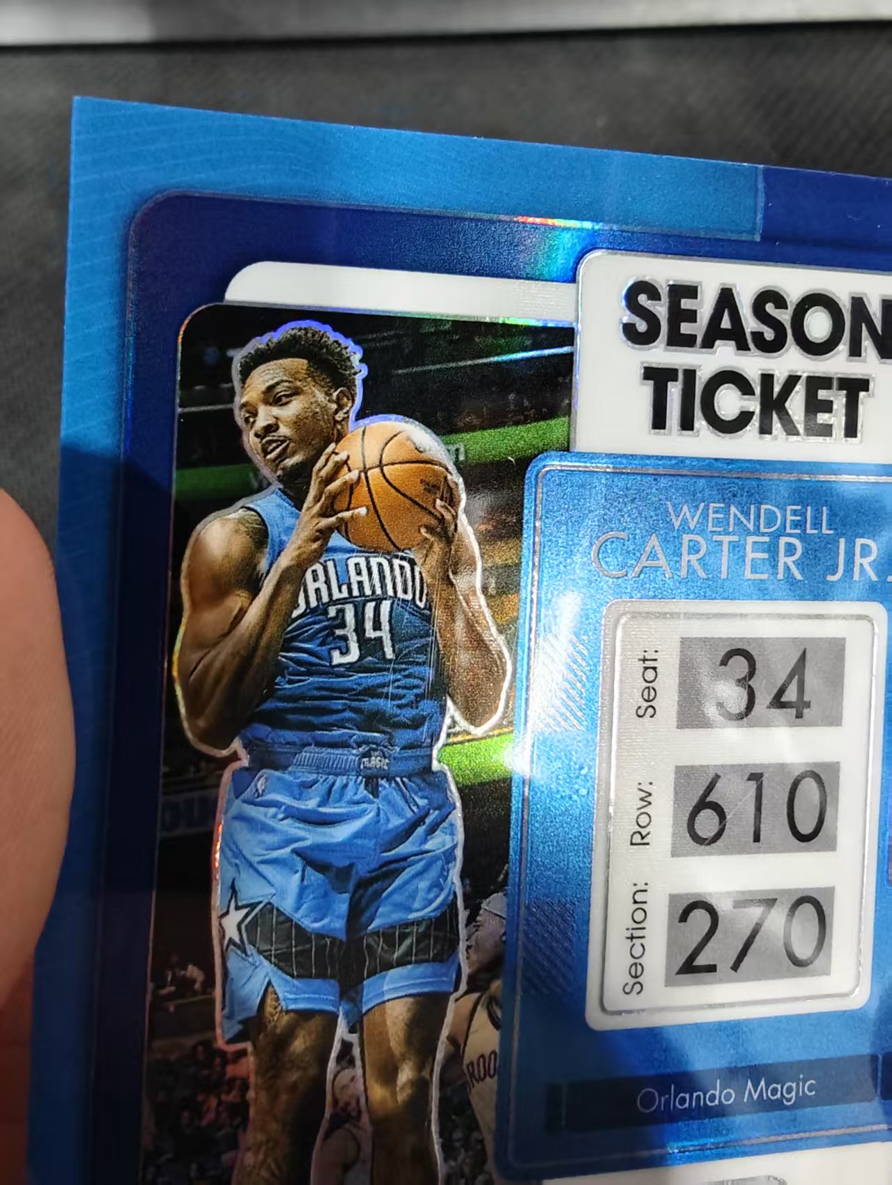【汽水拍卖】2021-22 Panini Contenders Optic Wendell Carter Jr. 温德尔 卡特 魔术 球票OP 蓝折 99编 微瑕如图