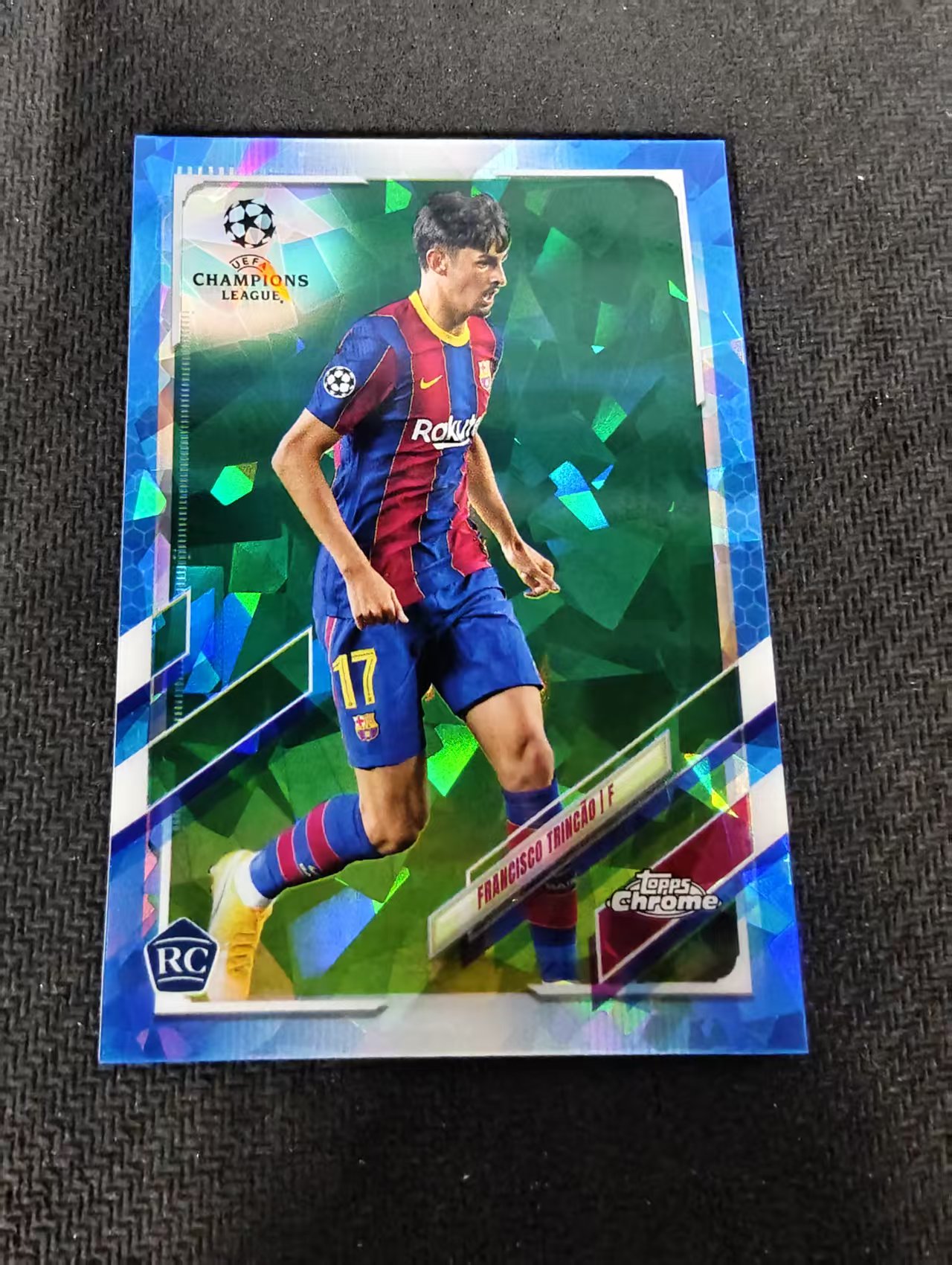 【可合并,不累计】2021 Topps Chrome francisco trincao 欧冠 蓝宝石 RC 新秀 特林康 巴萨 蓝碎冰 划痕 边角瑕疵 #4