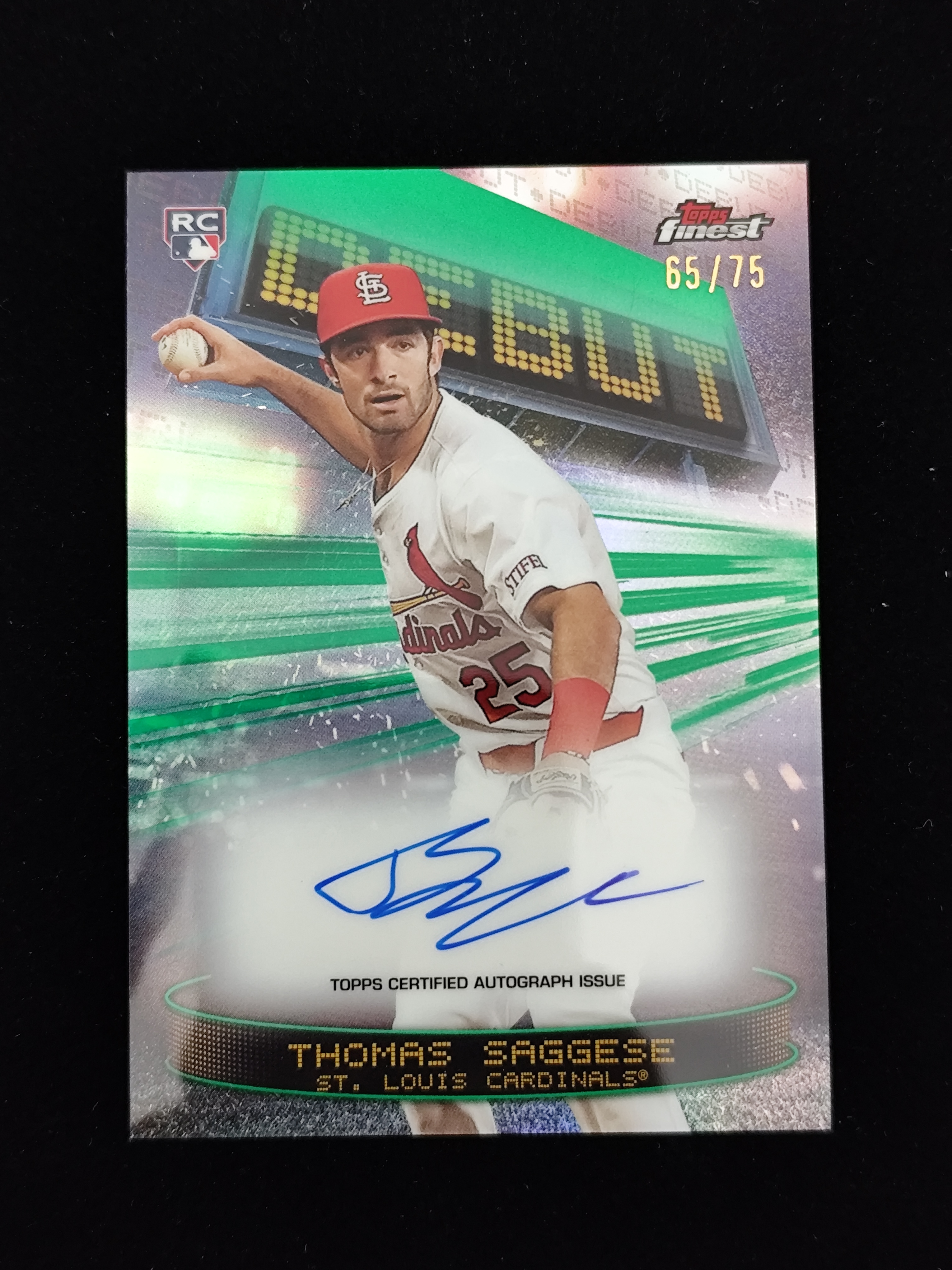 【口袋卡牌】2025 Topps finest Thomas Saggese 托马斯 萨格斯 MLB 新秀RC 签字 卡签 绿折 折射 65/75编 DEBUT 卡品如图 收藏必备 48 VVWW