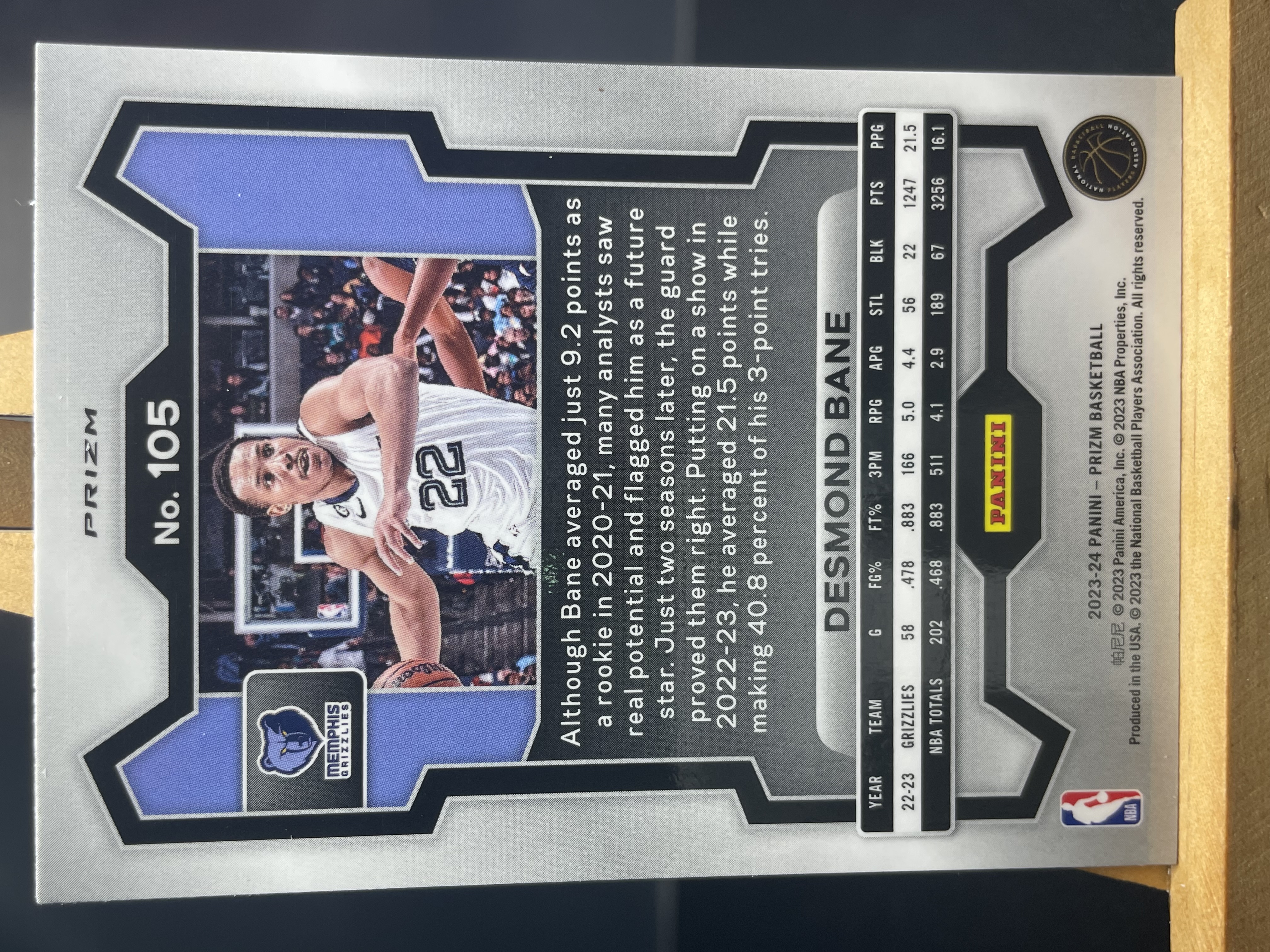 (B6) 2023-24 PANINI PRIZM 蓝波纹 贝恩 灰熊 近期大热球星 收藏凑套必备 卡品如图 !!!