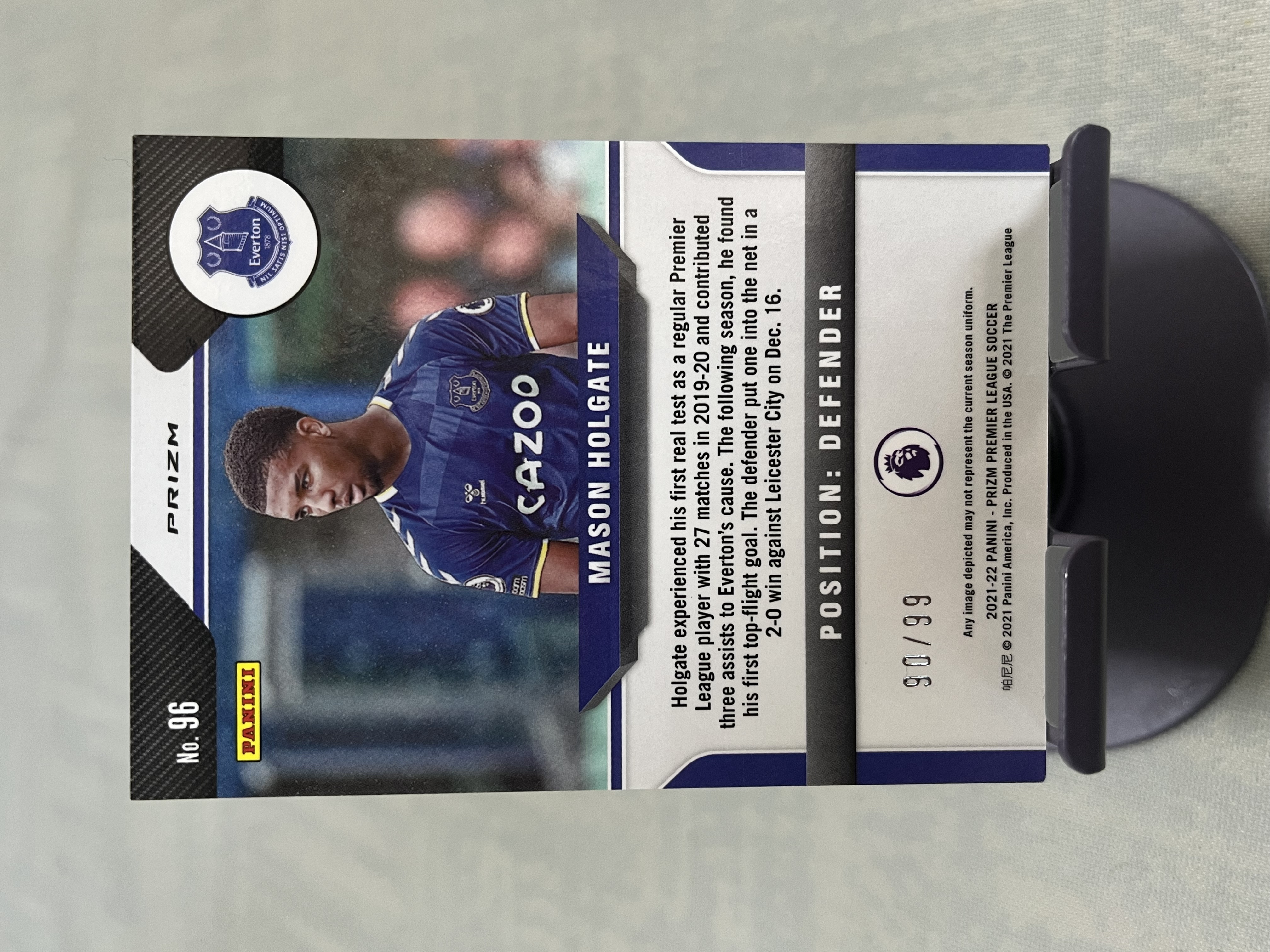 2021-22 Panini Prizm Mason Holgate 梅森 霍尔加特 埃弗顿【带编 90/99编 紫平行 折射 英超 pz】#632