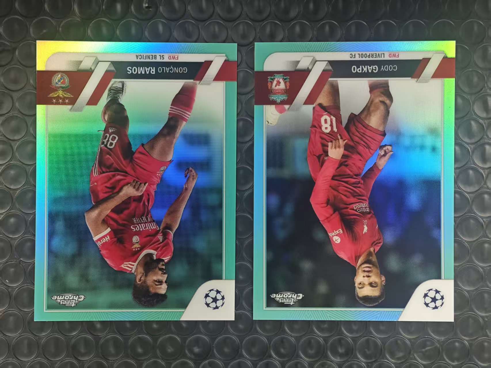 2023 Topps Chrome Cody Gakpo 欧冠TC 本菲卡 贡萨洛·拉莫斯 利物浦 荷兰 加克波 001/199编 青折 折射 2张打包LOT 卡如图【原地起飞卡社】MVP11.11