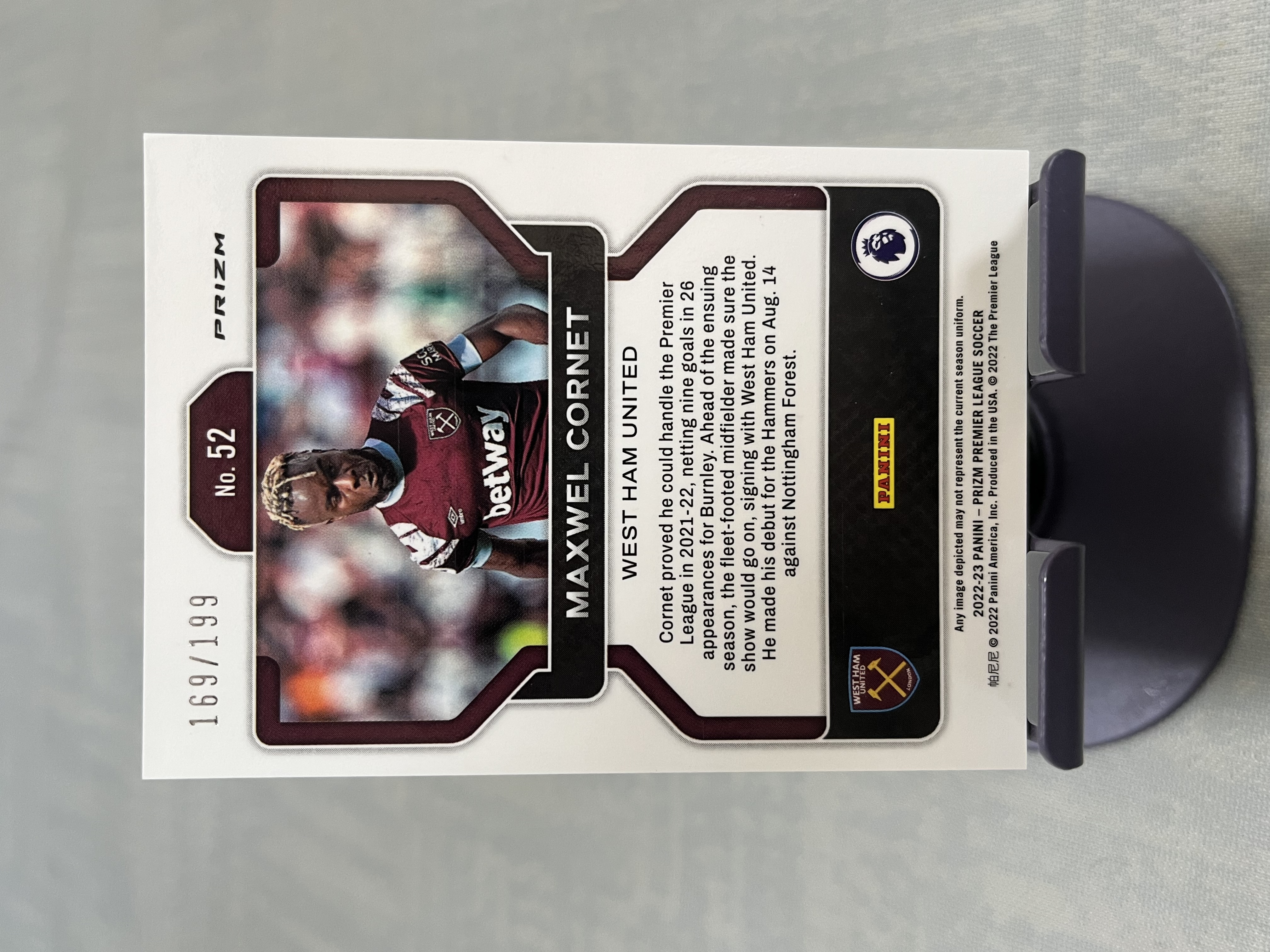 2022-23 Panini Prizm Maxwel Cornet 麦克斯韦尔 科尔内 西汉姆联【带编 169/199编 粉平行 折射 英超 pz】#630