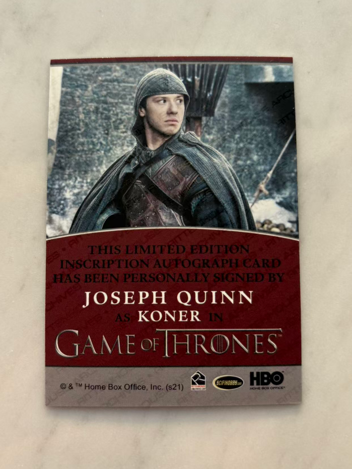 2021 Other Game of Thrones Joseph Quinn HBO 权游 权利的游戏 权力的游戏 冰与火之歌 约瑟夫奎因 铭文卡签 角色Koner