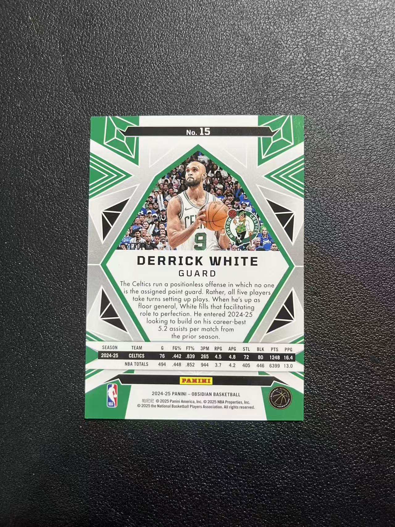 2024-25 Panini Obsidian Derrick White 黑曜石 凯尔特人 德里克 怀特 红折 base 卡品如图