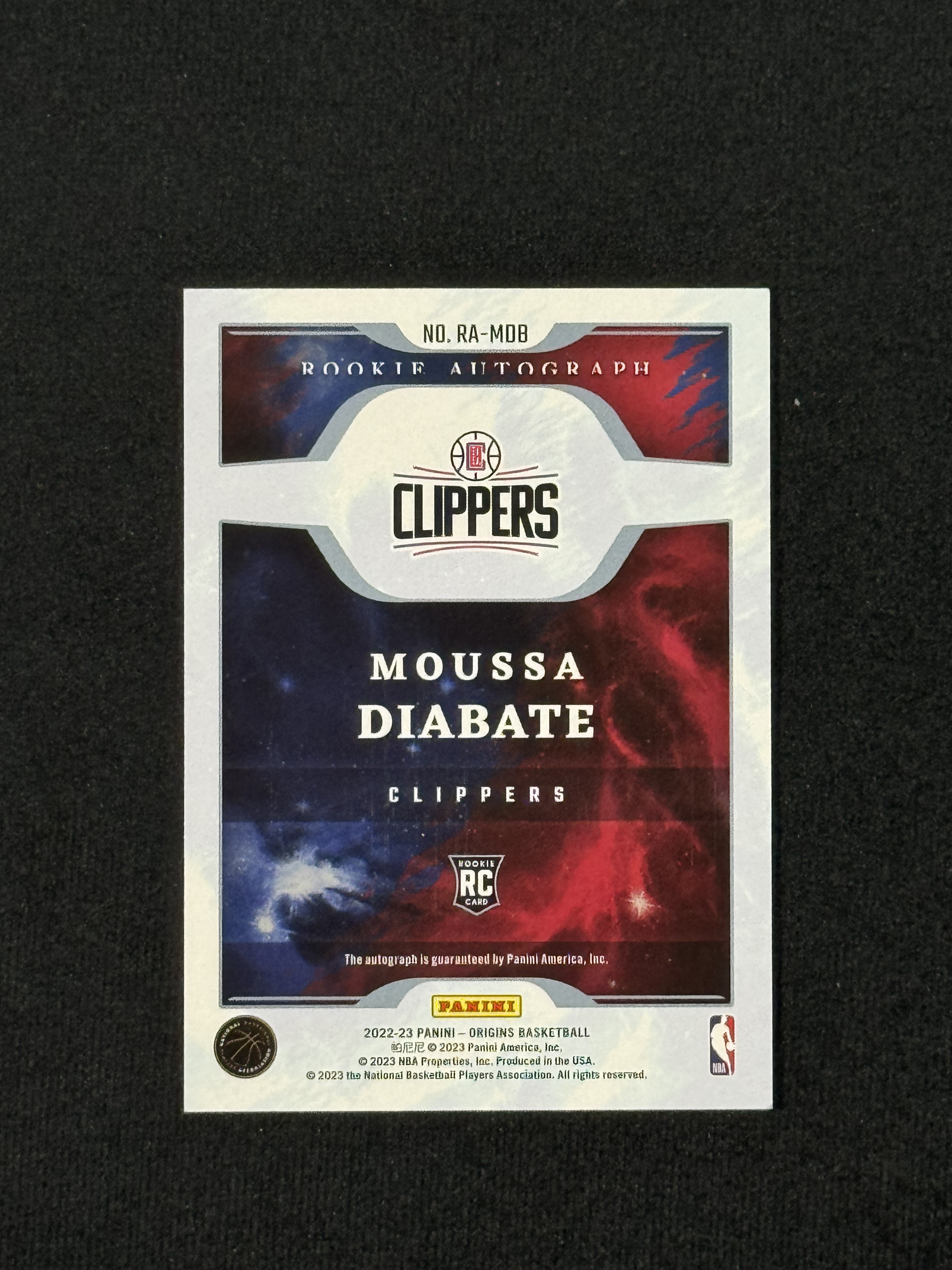2022-23 Panini Origins Moussa Diabate RC 【扎克代卖】起源 卡签 快船新秀 穆萨 迪亚巴特 实卡好看 瑕疵如图 福盒 猪脚饭