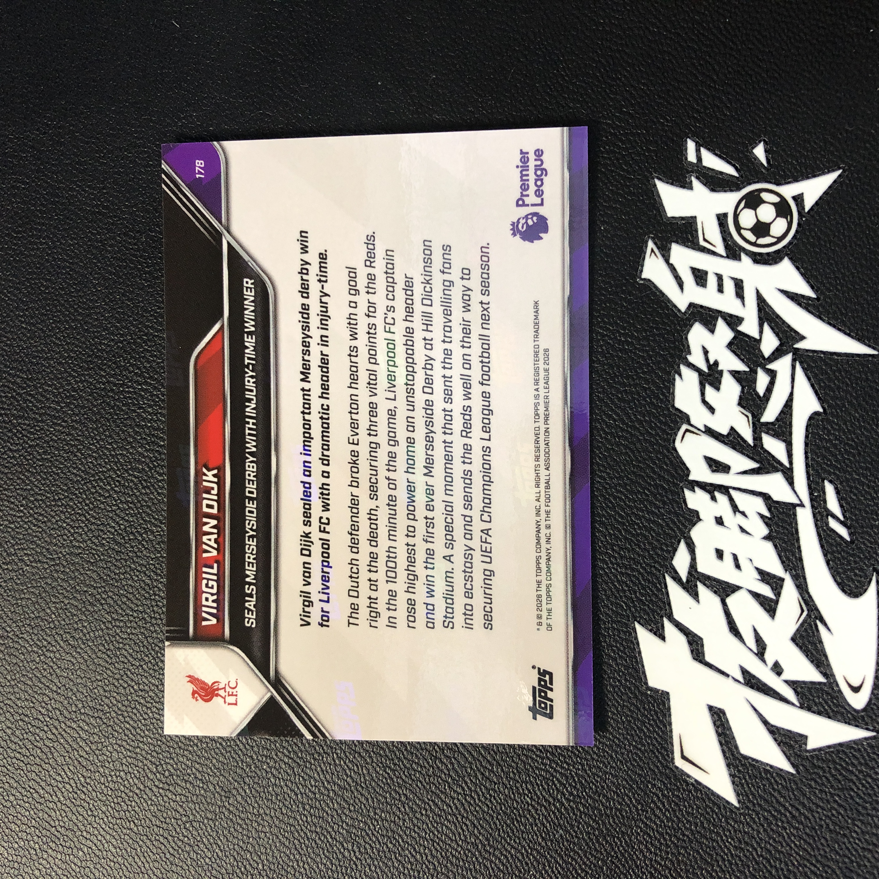 【拔脚代卖】2026 Topps Now 英超 菲尔吉尔 范戴克 Virgil van Dijk 利物浦 南安普顿 伤停绝杀拿下默西塞德德比 纪念卡 荷兰收藏必备 瑕疵如图|拔脚沙漠BH19