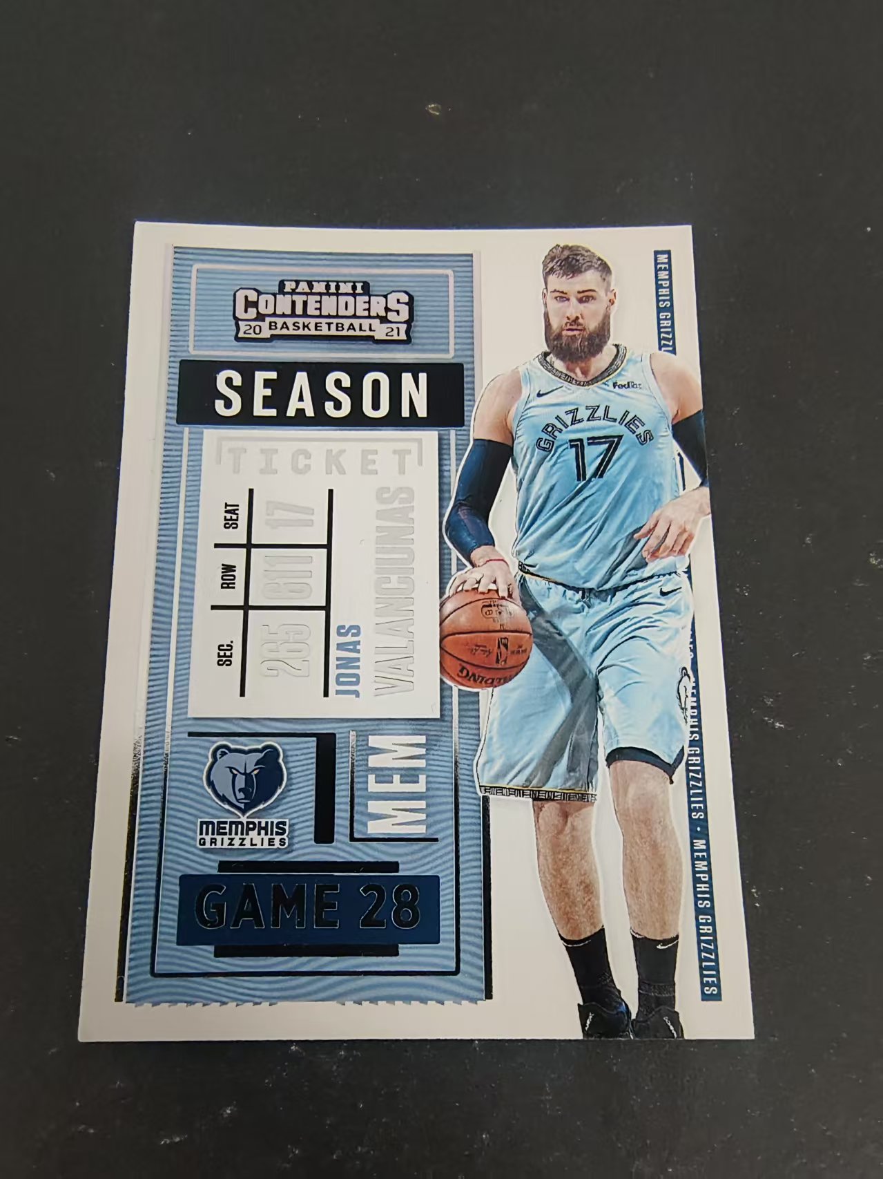 【可合并,不累计】2020-21 Panini Contenders Jonas Valanciunas 瓦兰丘纳斯 灰熊 球票 边角瑕疵 #98